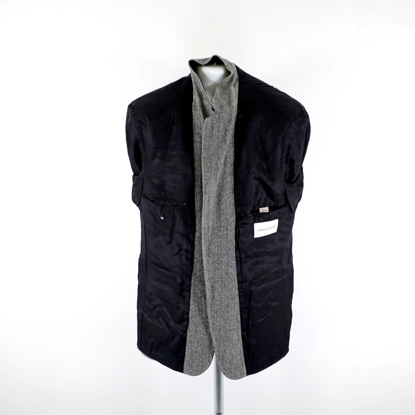 Designer Cricketeer Tweed Wool Camel Hair Nylon Gray Herringbone 2 Bu Size 42L - 11 Thumbnail