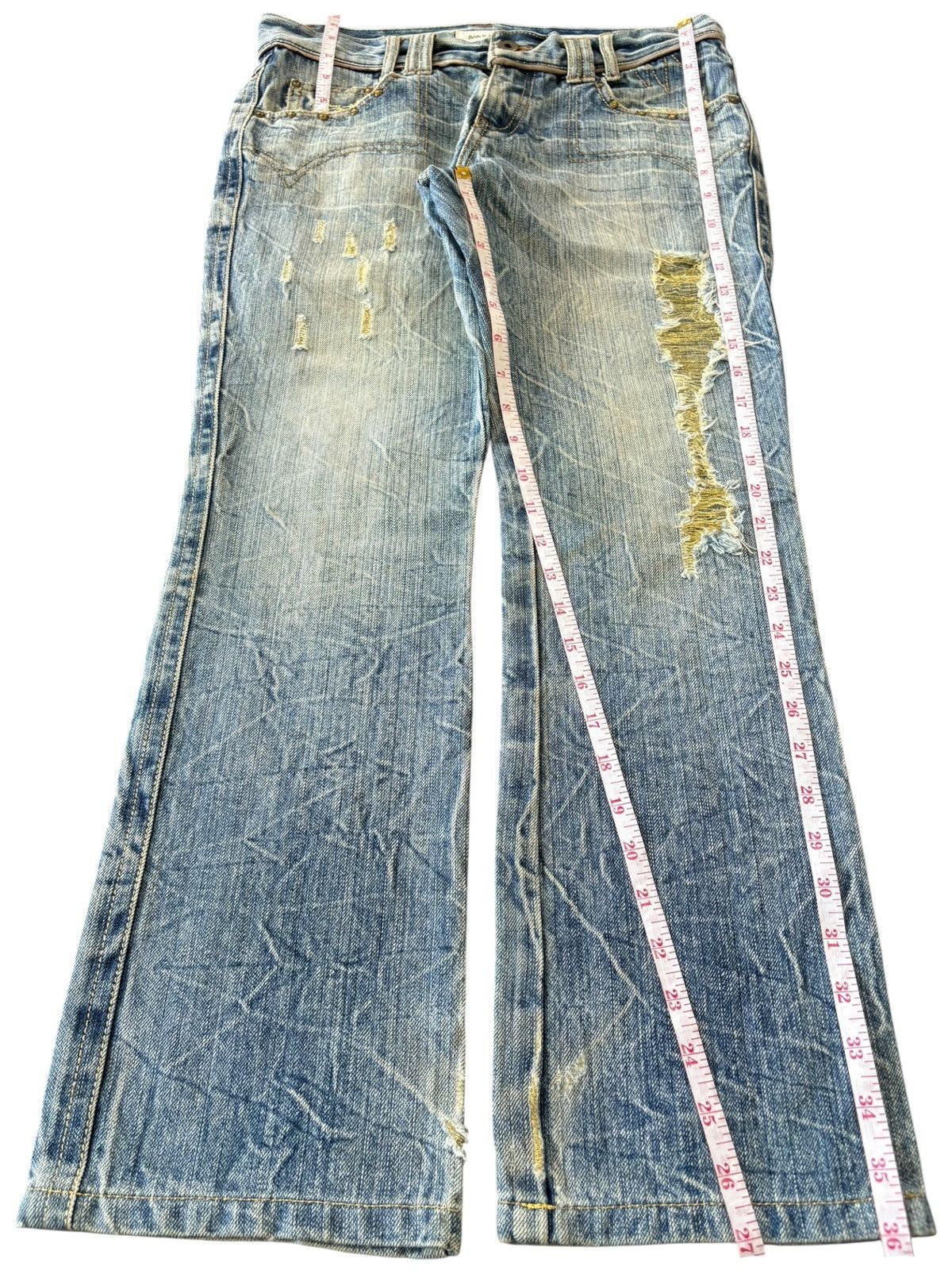 Hysteric Glamour Vintage Japanese Brand Crack Fade Distressed Bootcut Jeans Size 32" / US 10 / IT 46 - 12 Thumbnail