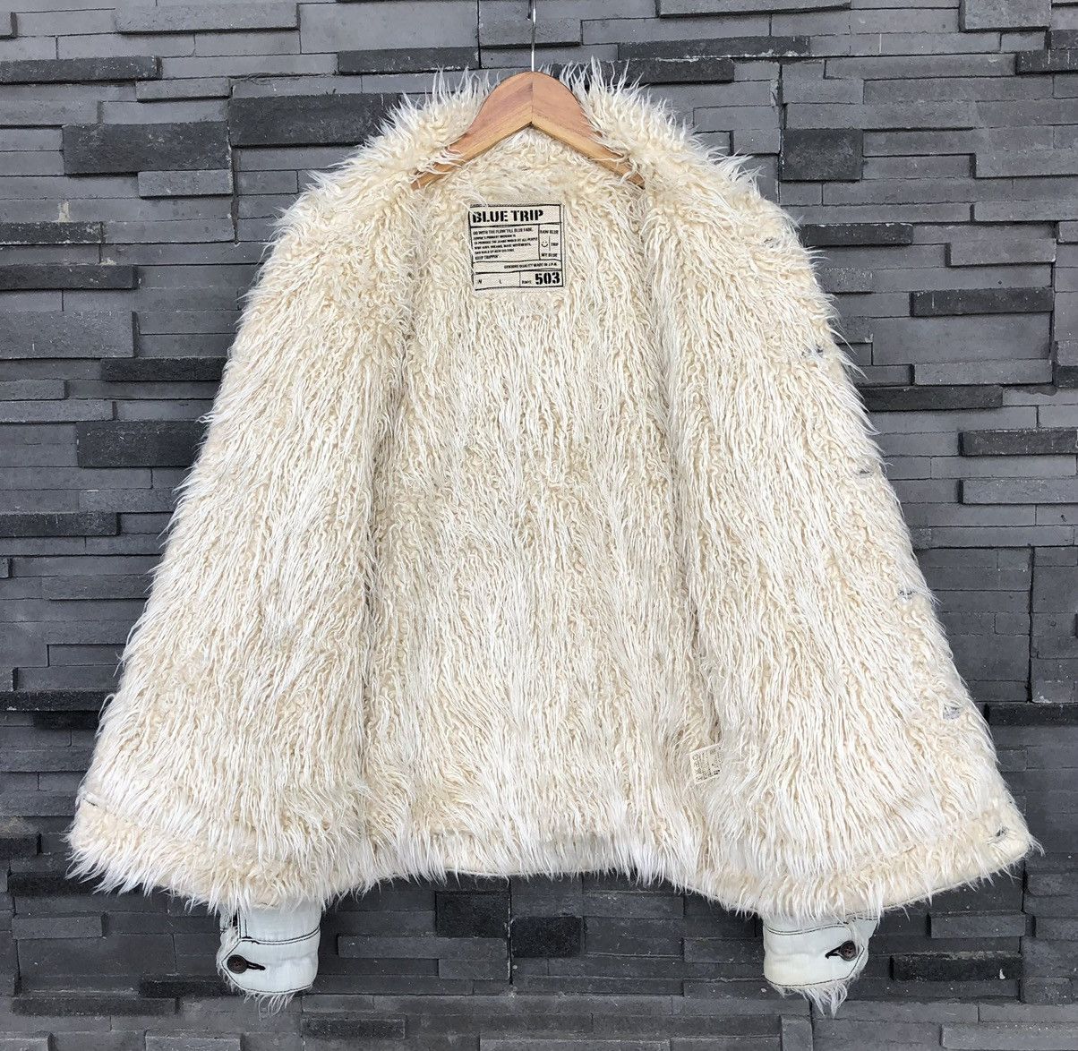 Vintage Vintage Edwin Faux Fur Lining Shearling Denim Jacket Size US L / EU 52-54 / 3 - 5 Thumbnail