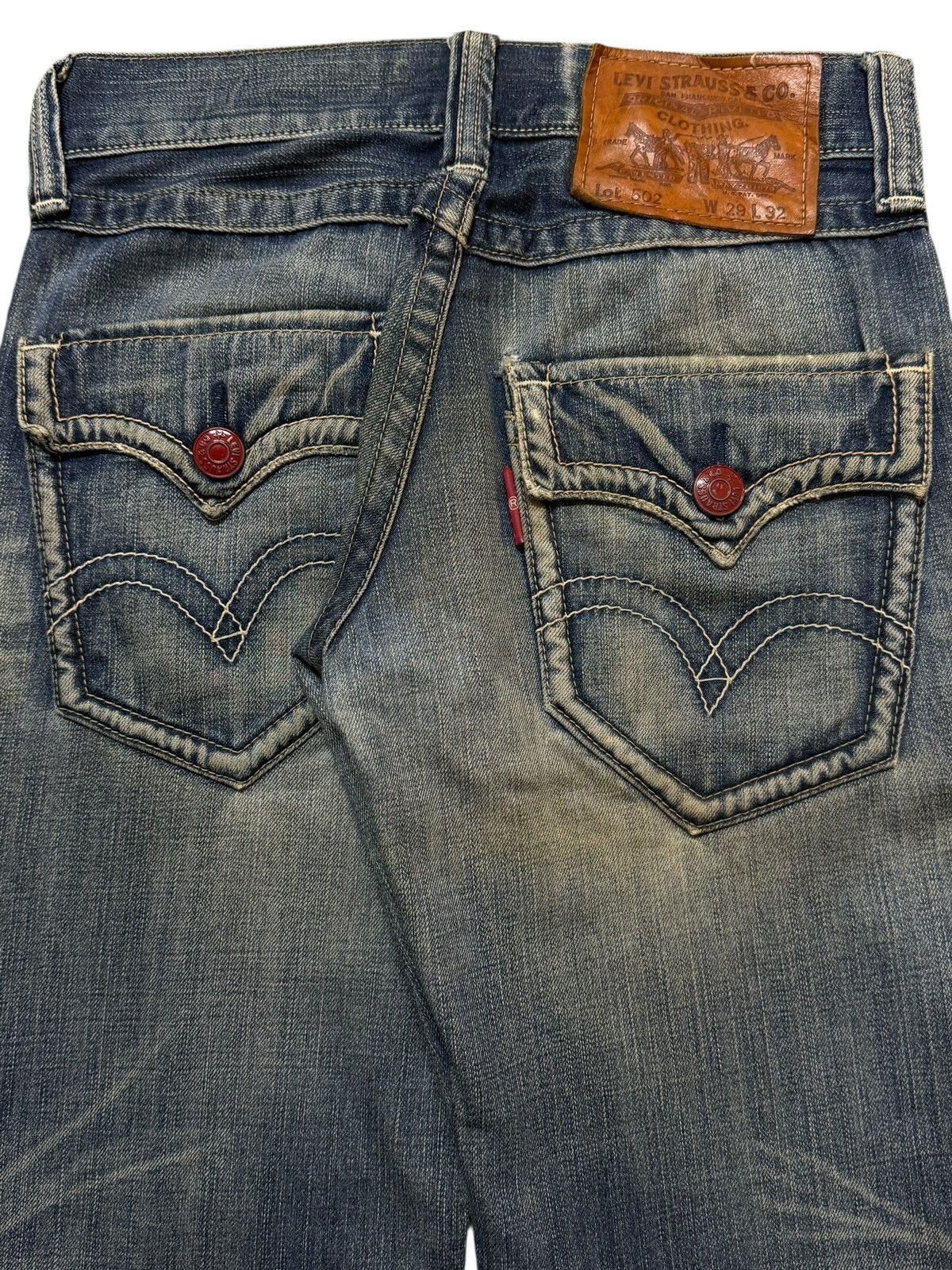 Levi's Vintage 90s Levis 502 Blue Mud Wash Whiskers Straight Leg Size US 30 / EU 46 - 5 Thumbnail