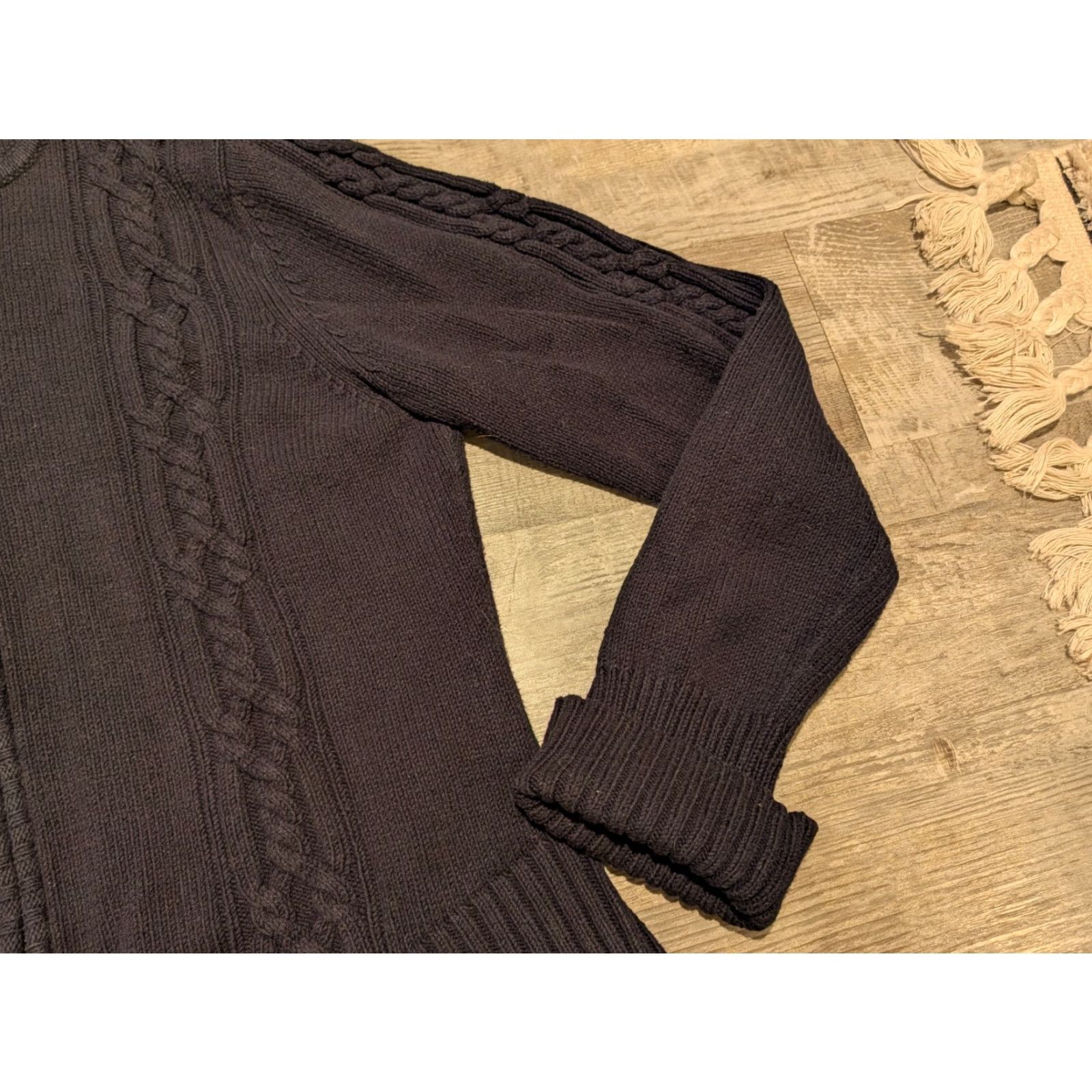 Tommy Hilfiger VINTAGE Tommy Hilfiger Women’s Sweater Full Zip Hooded Cable Knit Black XL Japan Size XL / US 12-14 / IT 48-50 - 3 Thumbnail