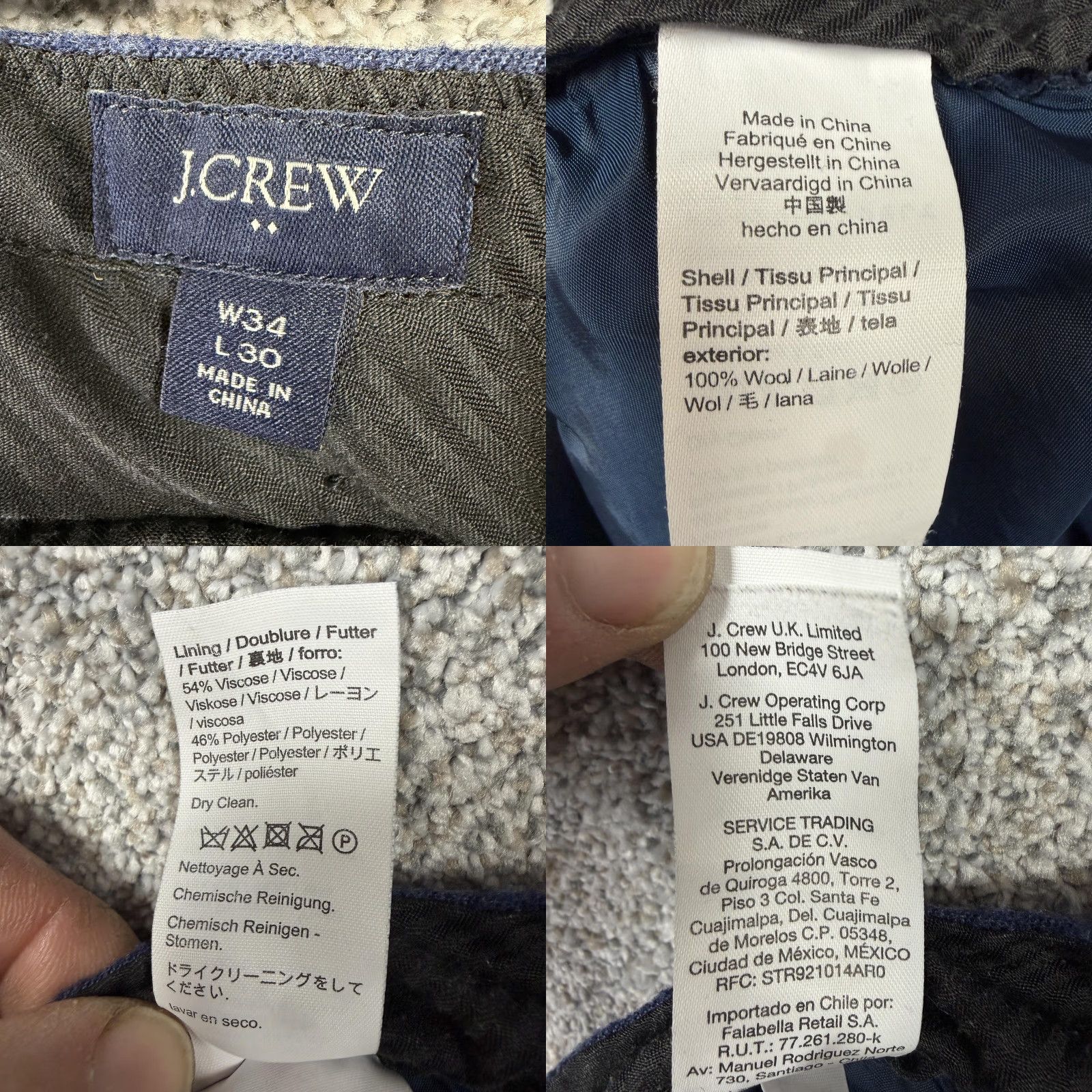 J.Crew J.CREW Thompson Dress Pants 34x25.5 Wool Dark Blue Solid Flat Front Tapered Slant Pockets Men's Dress Pants Size US 34 / EU 50 - 8 Thumbnail