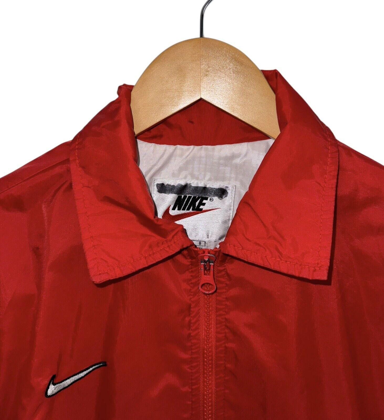 Nike Vintage Nike Team 90s Red Full Zip Windbreaker Jacket Kids L Size ONE SIZE - 4 Thumbnail