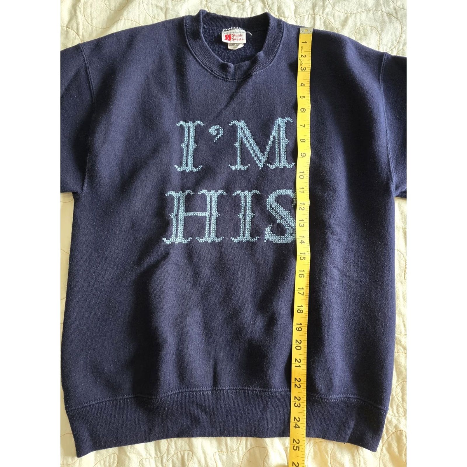 Vintage VINTAGE 80s 90s "I'M HIS" Blue Girlfriend Sweatshirt Bassett Walker Sturdy Sweats M Womens Size M / US 6-8 / IT 42-44 - 6 Thumbnail