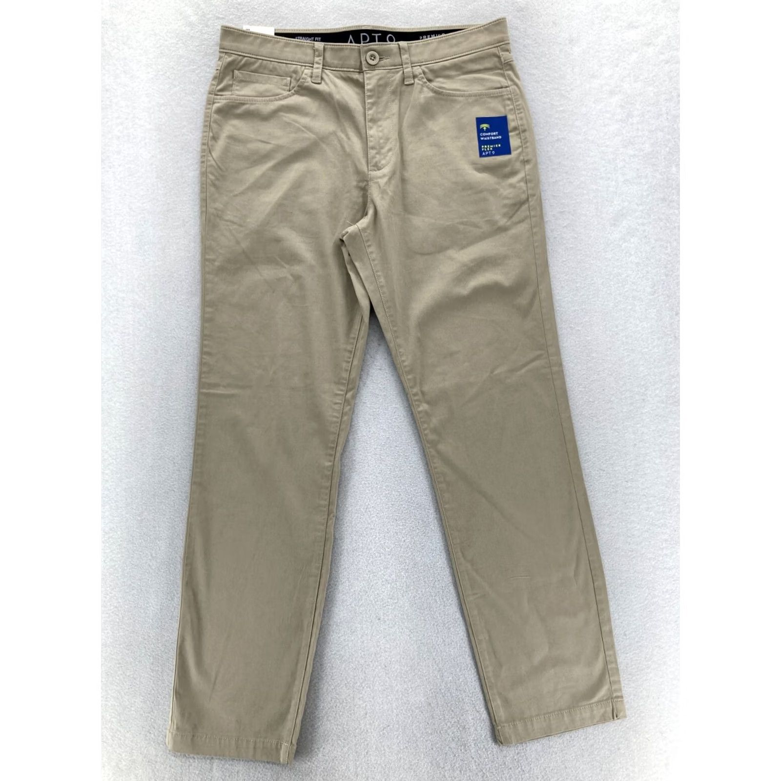 Apt. 9 Apt. 9 Premier Flex Chino Pants Mens 33x30 Straight Beige 5-Pocket Preppy Size US 33 - 2 Thumbnail