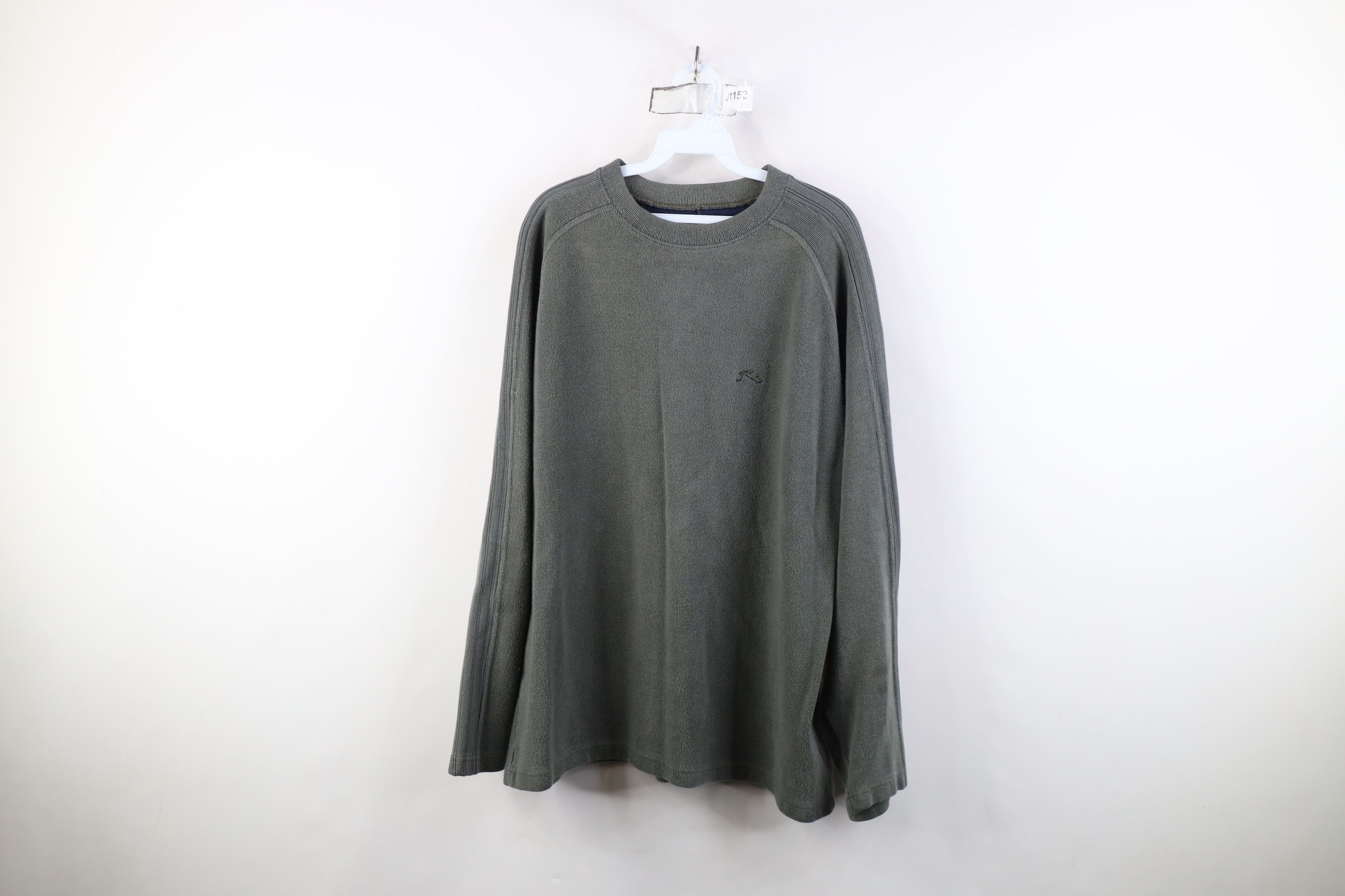 Vintage 90s Y2K Rusty Surfing Ribbed Knit T-Shirt Green