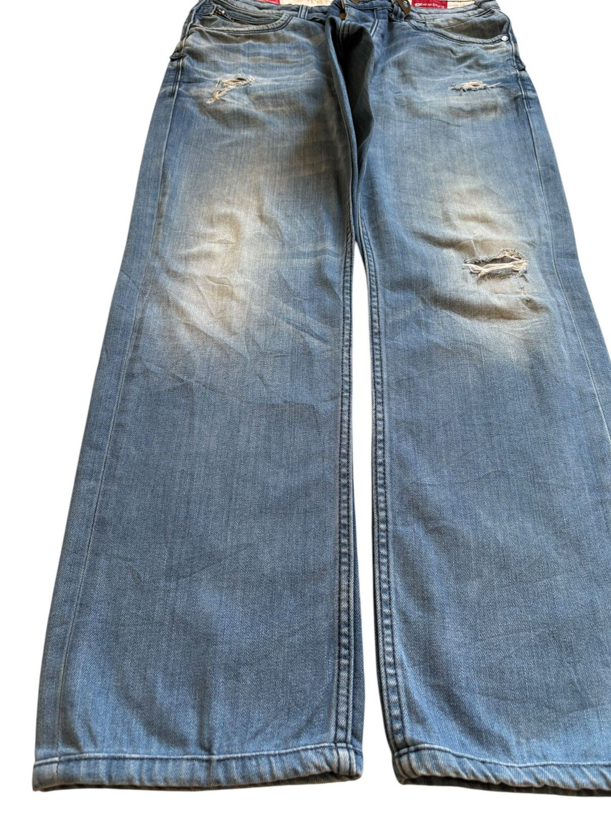 Japanese Brand Vintage Japanese Brand Blue Wash Ripped Loose Jeans Size US 34 / EU 50 - 6 Thumbnail