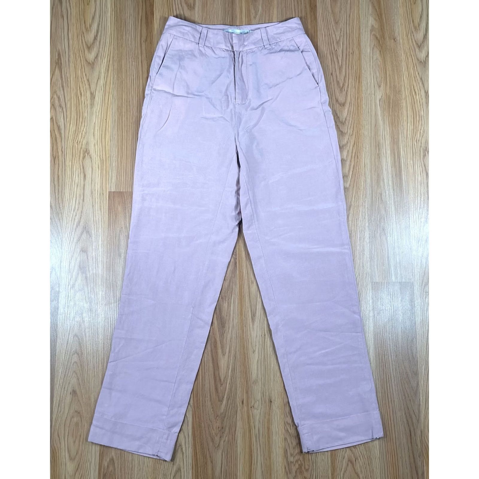 Vintage Contemporaine Pants Womens Size 0 Pink Linen Blend Straight Leg Pockets Casual Size 25" / US 0 / IT 36 - 2 Thumbnail
