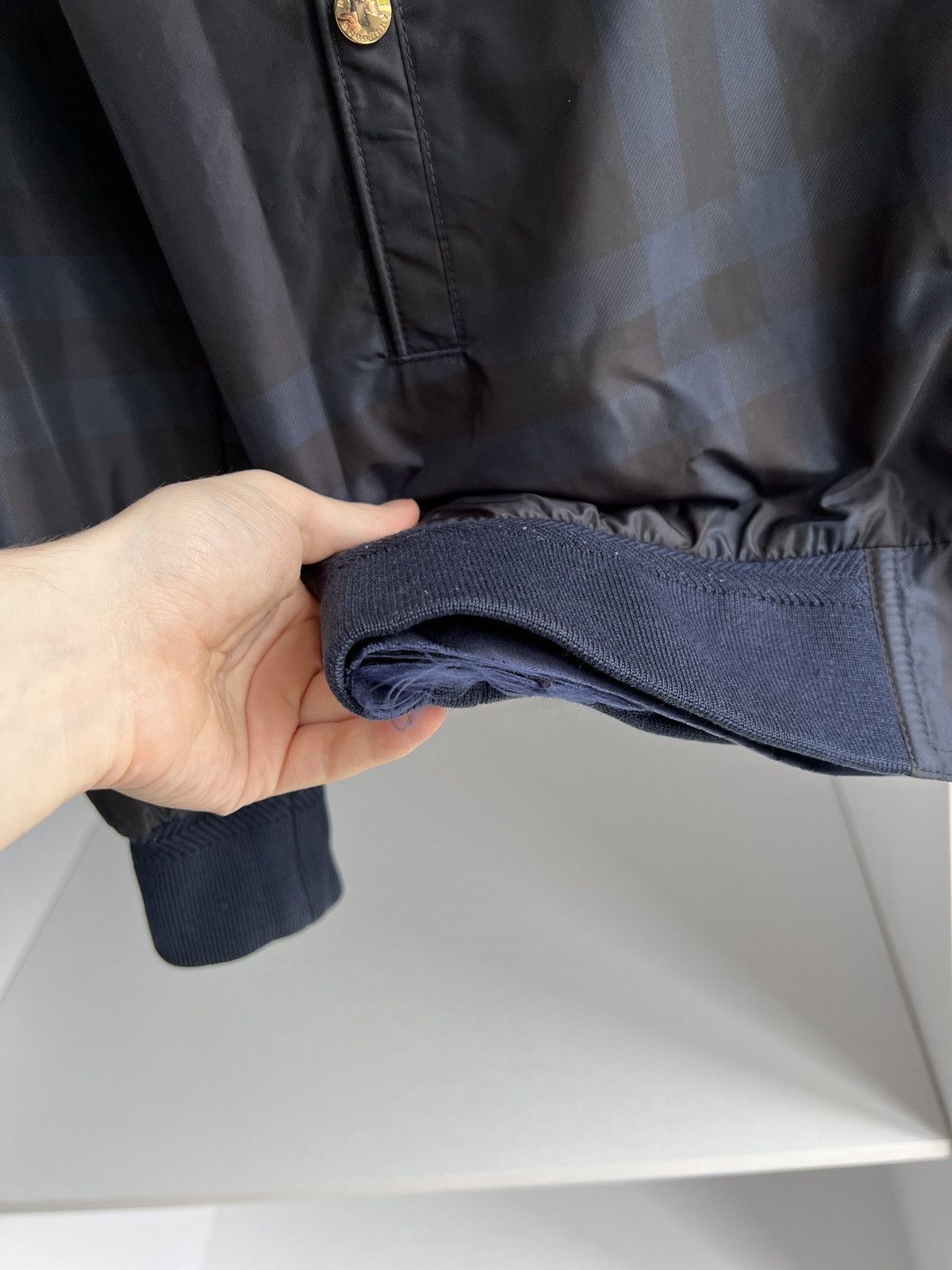 Vintage Burberry Blue Plaid Reversible Double-Zipper Jacket
