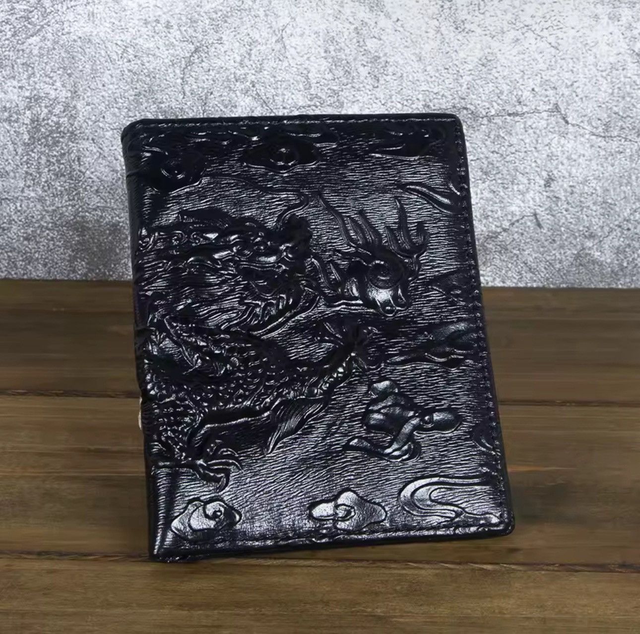 Japanese Brand Dragon Embroidered Black Wallet Size ONE SIZE - 2 Thumbnail