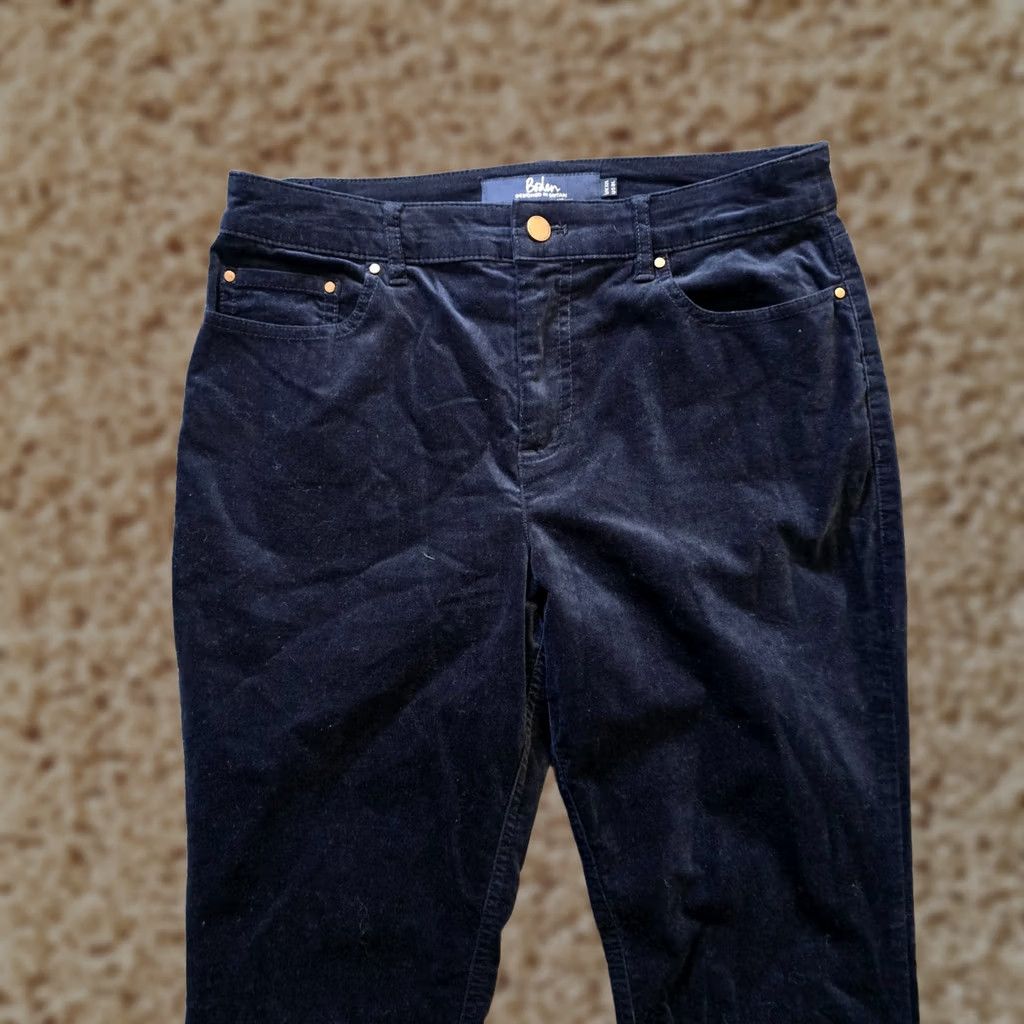 Boden Boden Pants Womens Size 8 Long Blue Velour The Soho Skinny Soft Capsule Casual Pants Size 30" / US 8 / IT 44 - 1 Thumbnail