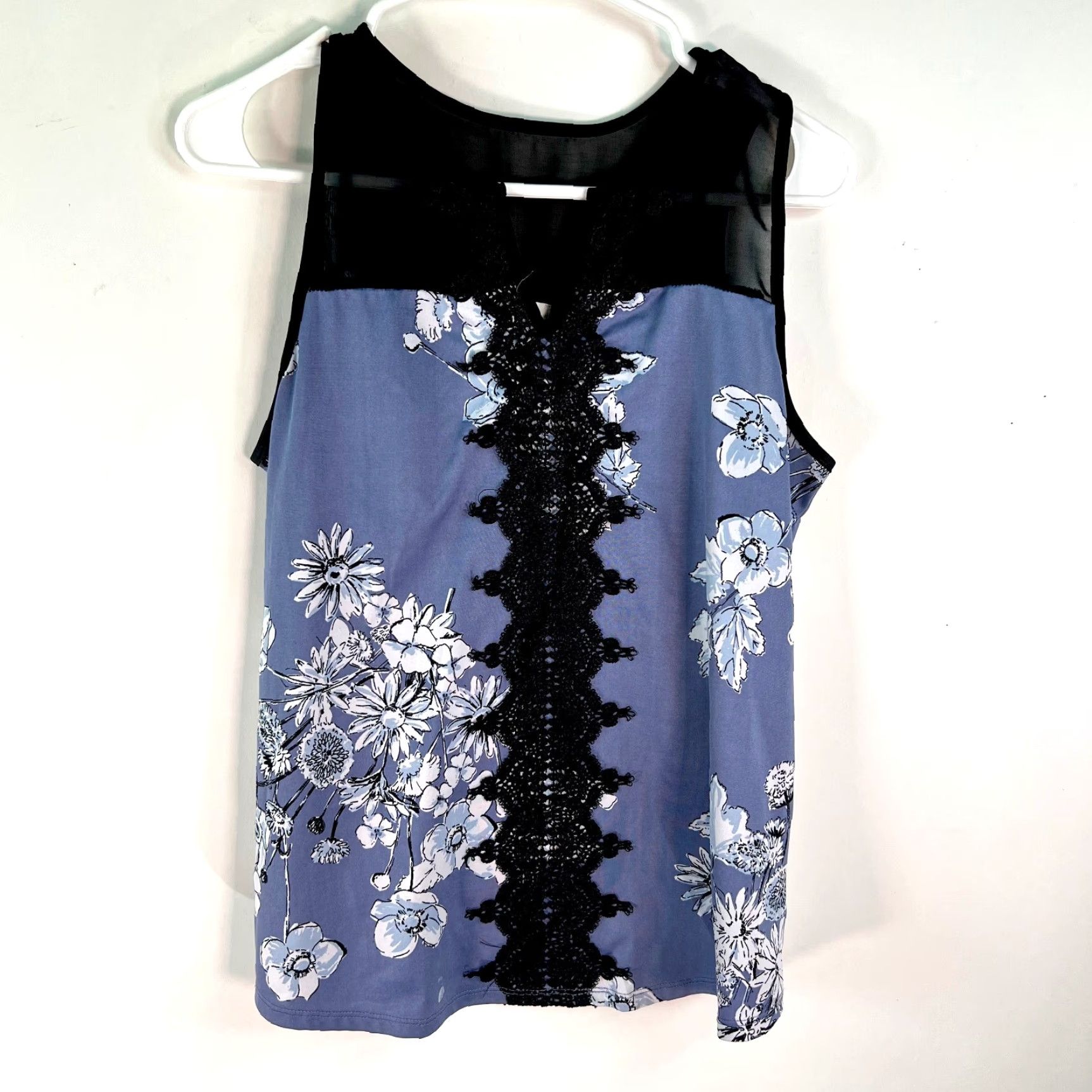Vintage Maurices Tank Women Blue Floral Split Neck Sleeveless Top M Size M / US 6-8 / IT 42-44 - 2 Thumbnail