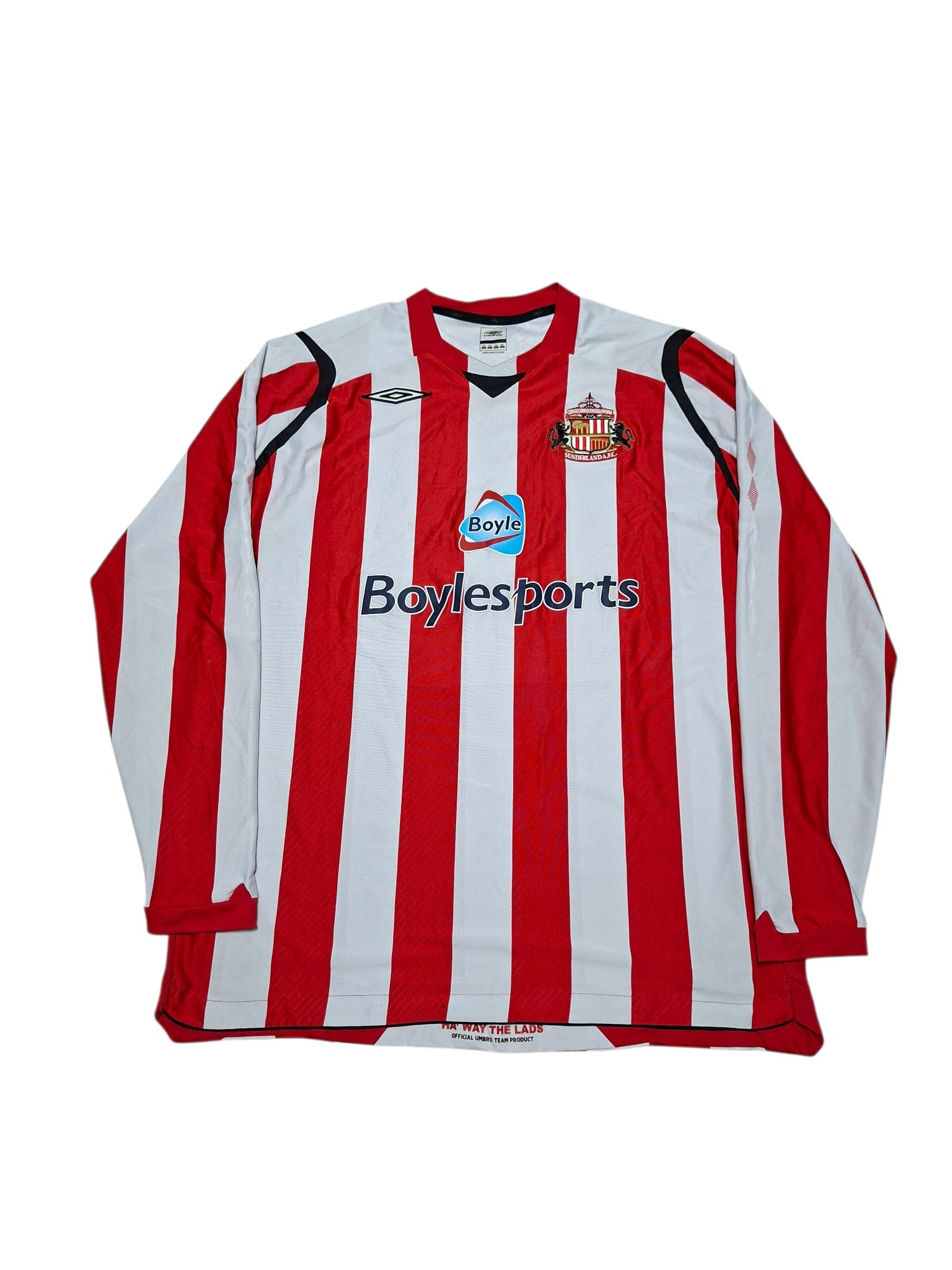SUNDERLAND UMBRO VINTAGE 2008/2009 LONG SLEEVE SOCCER JERSEY