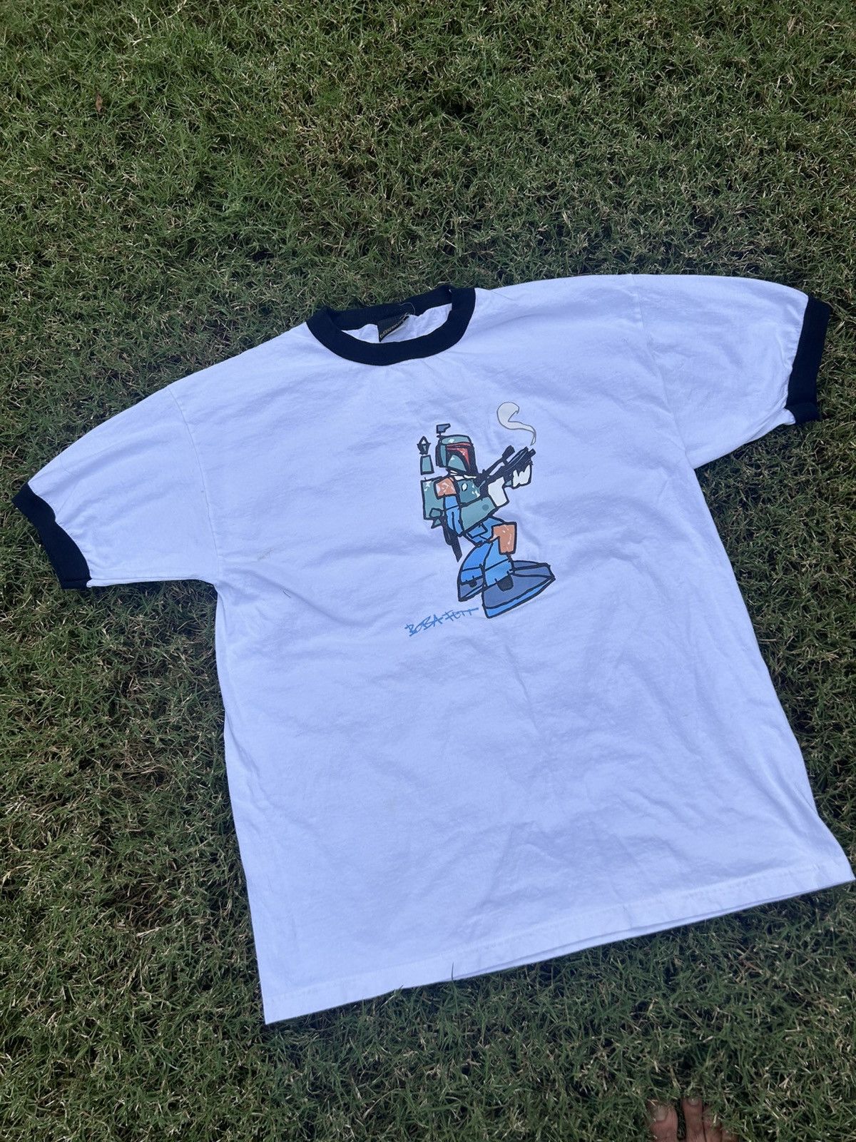 Star Wars Vintage Rare Star Wars Cartoon BobaFett Art Ringer Tee Size US XL / EU 56 / 4 - 2 Thumbnail