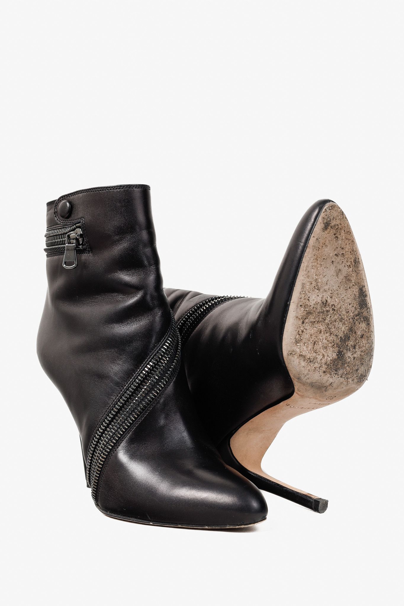 Brian Atwood Brian Atwood Nebula Tumbled Nubuck Zip Pointed-Toe Booties Size US 5.5 / IT 35.5 - 4 Thumbnail