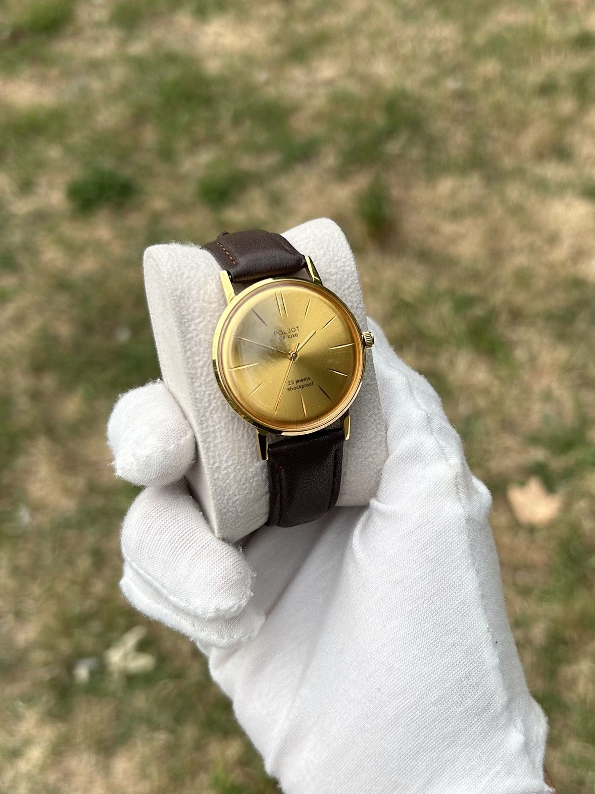 Vintage Vintage Watch Poljot De Luxe Gold USSR Mechanical 1980s Size ONE SIZE - 14 Thumbnail