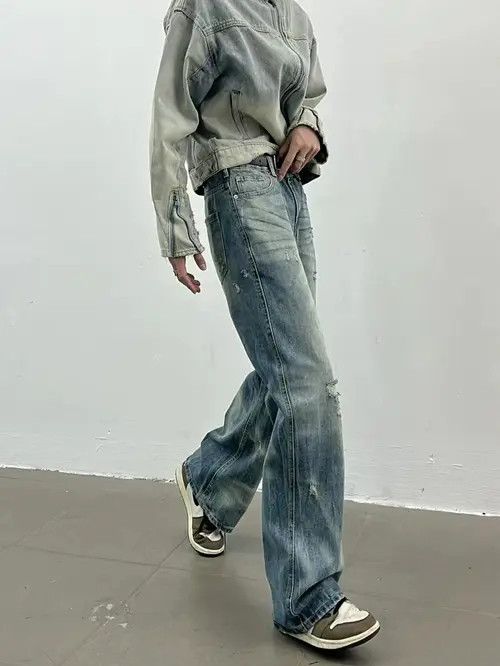 Japanese Brand × Vintage Vintage Distressed Straight-leg Denim Size US 31 - 3 Thumbnail