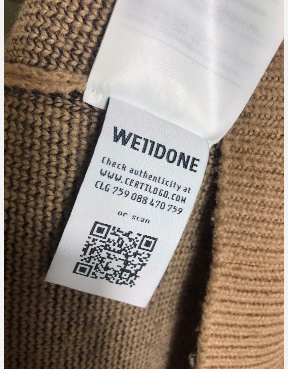 Japanese Brand × WE11DONE we11done LOGO JQD SWEATER mens beige knit Size US M / EU 48-50 / 2 - 9 Thumbnail