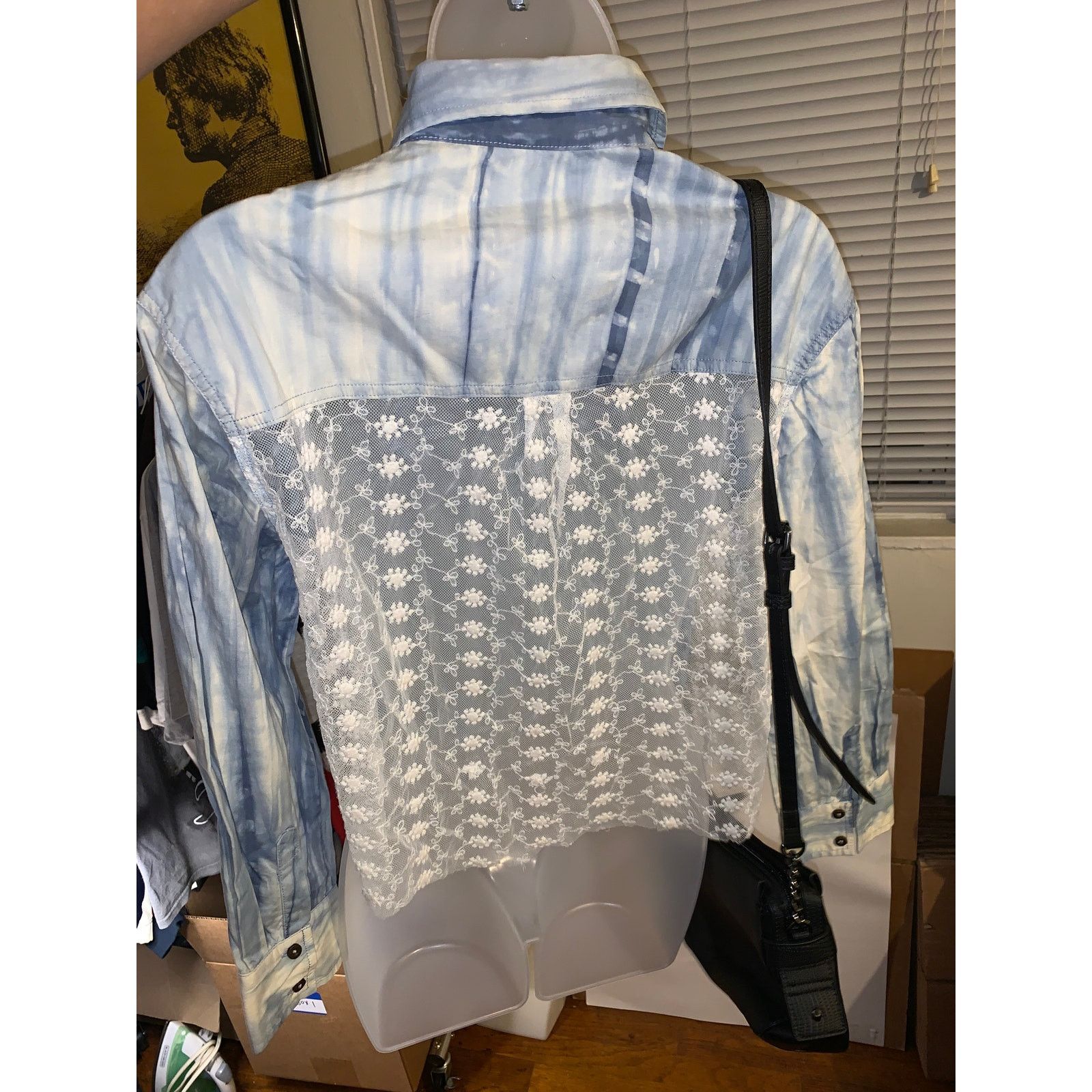 Other Y2K Just G Blue Tie Dye Lace Back Button Up Womens Size 3 Size S / US 4 / IT 40 - 7 Thumbnail