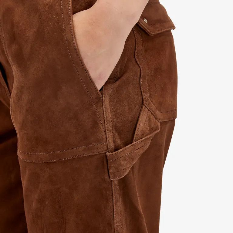 Saks Potts o1s22i1n0924 Suede Leather Workwear Pant in Brown Size 27" / US 4 / IT 40 - 5 Thumbnail