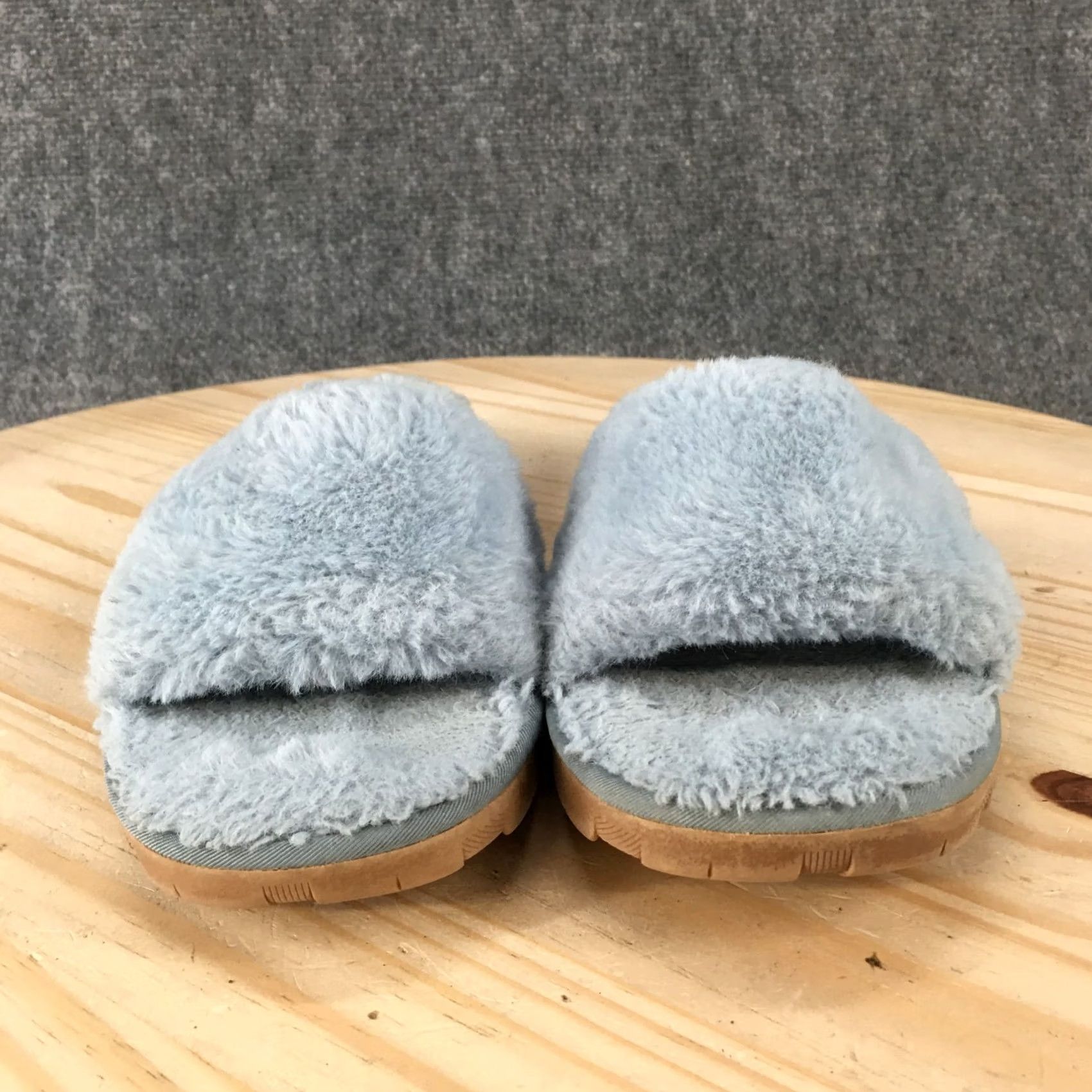 Vintage Kelly & Katie Slippers Womens 9-10 Blue Slides Faux Fur Cozy Indoor Comfort Slipper Size US 9 / IT 39 - 4 Thumbnail