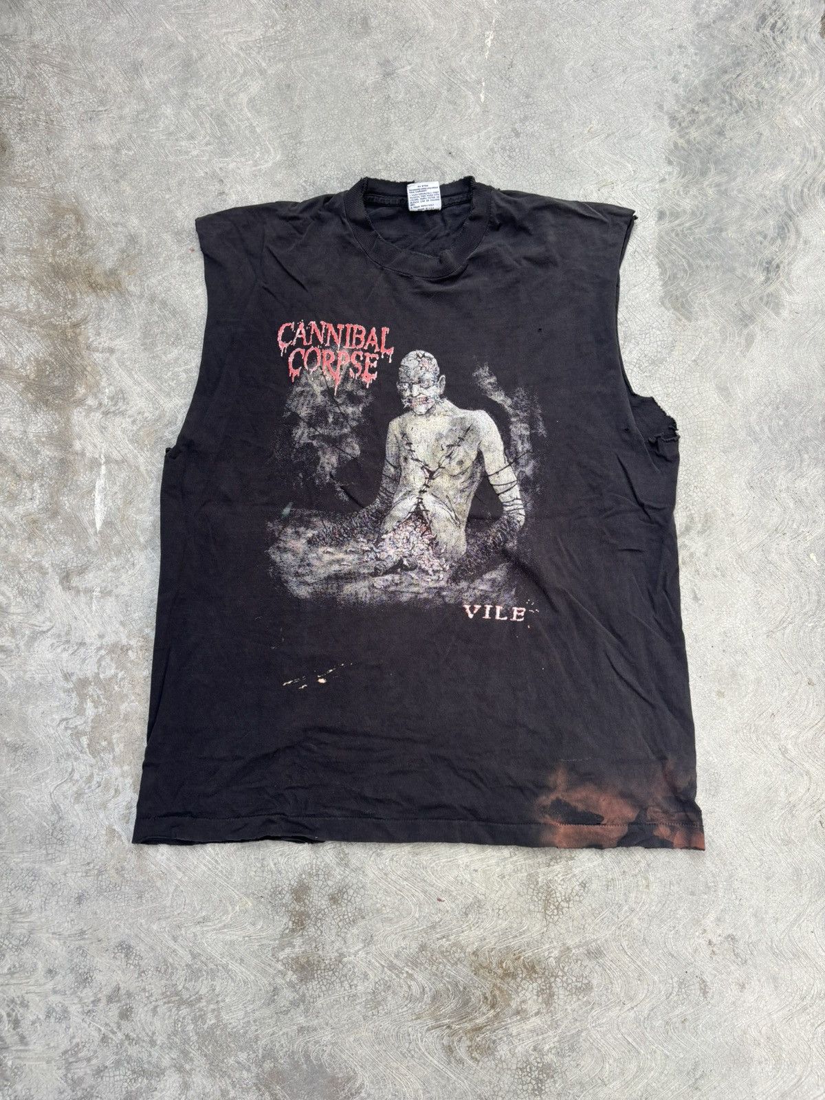 Band Tees Vintage 1996 Cannibal Corpse Tour Cut Off T Shirt Size US XL / EU 56 / 4 - 1 Thumbnail