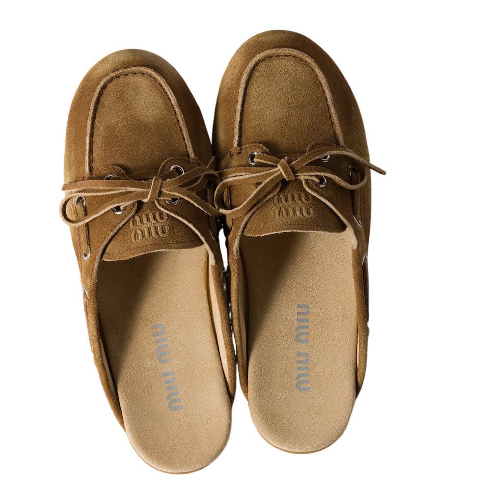 MIU MIU $995 Cinnamon Faded Suede Mules New And Authentic (W