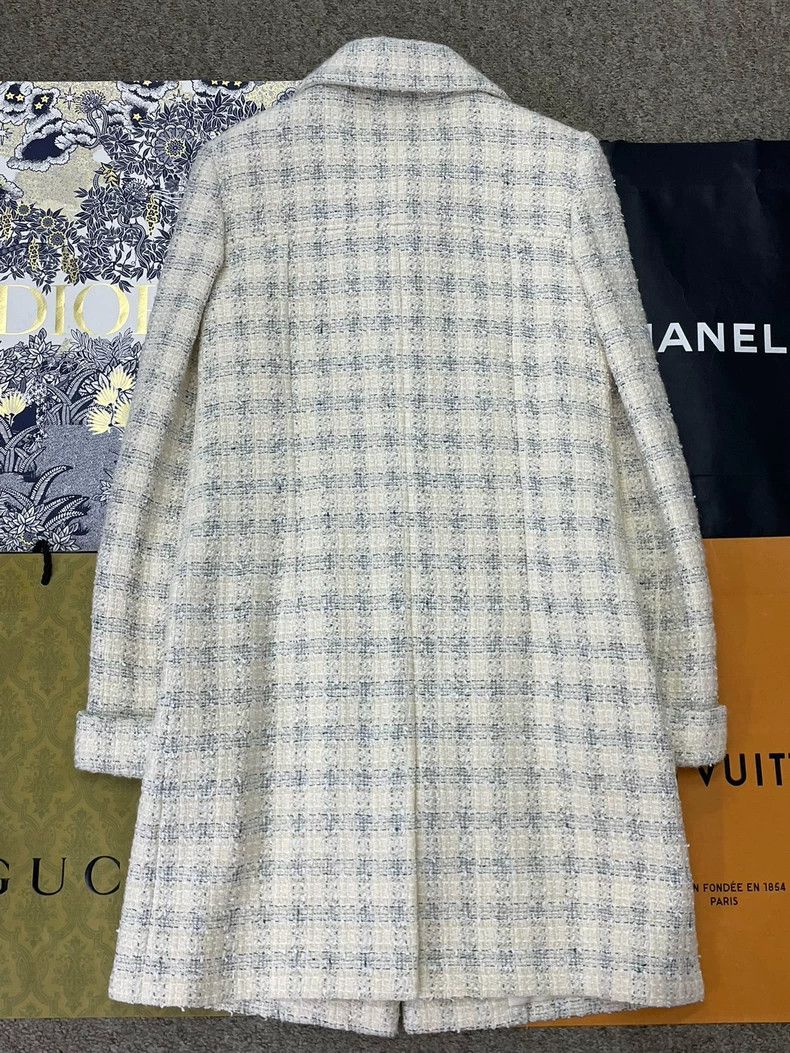 Chanel chanel White plaid tweed long coat Size XS / US 0-2 / IT 36-38 - 3 Thumbnail