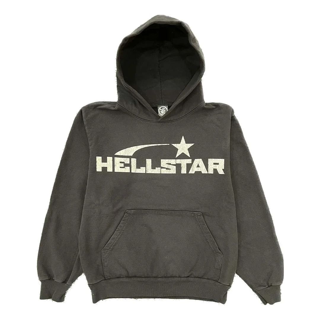 image of Hellstar Studio Basic Black Logo Hoodie, Men's (Size Small)