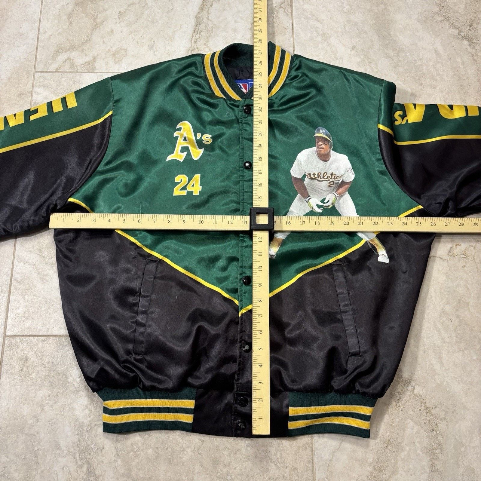MLB Vintage Oakland Athletics Rickey Henderson Satin Jacket L Size US L / EU 52-54 / 3 - 8 Thumbnail