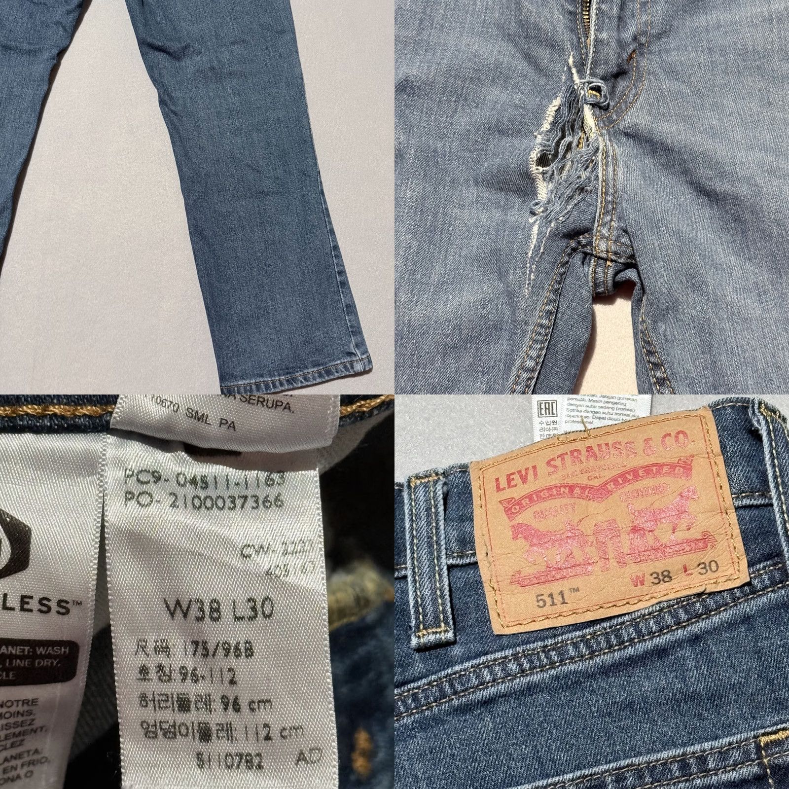 Levi's Levi's 511 Jeans Men Blue Denim Mid-Rise Straight 38X30 Classic 5-Pocket Fit - Flaws Size US 38 / EU 54 - 8 Thumbnail