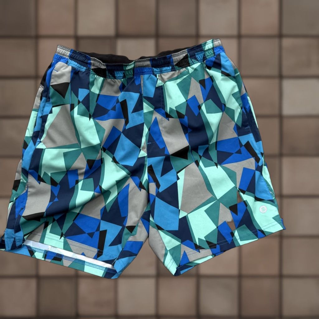 Bonobos Bonobos Goodsport Shorts Mens 33 Blue Geometric 7 Inseam Athletic 7" Inseam Pockets Drawstring Lightweight Gym & Training Running & Jogging Size US 33 - 1 Thumbnail