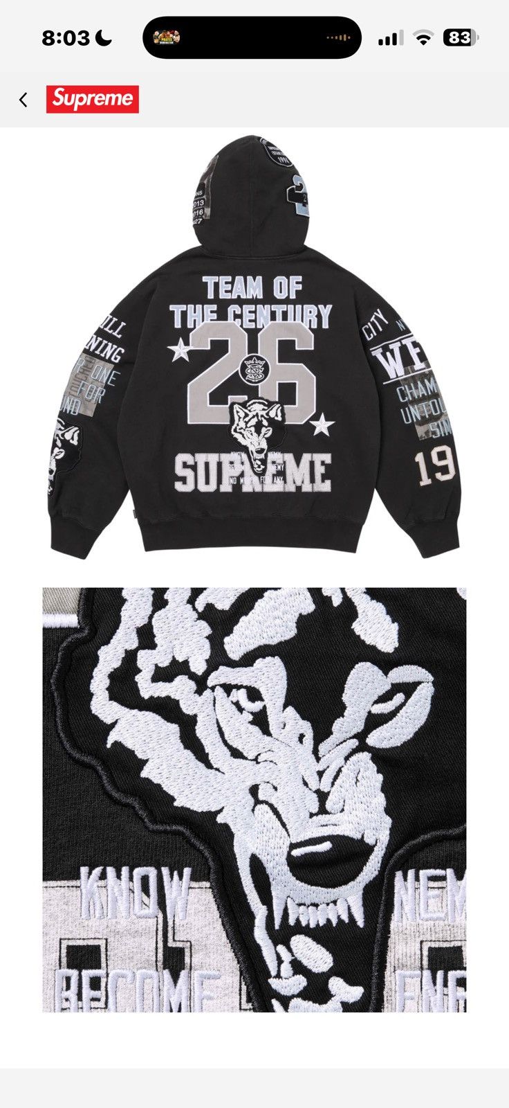 Supreme Supreme warrior zip up hoodie black small Size US S / EU 44-46 / 1 - 2 Thumbnail