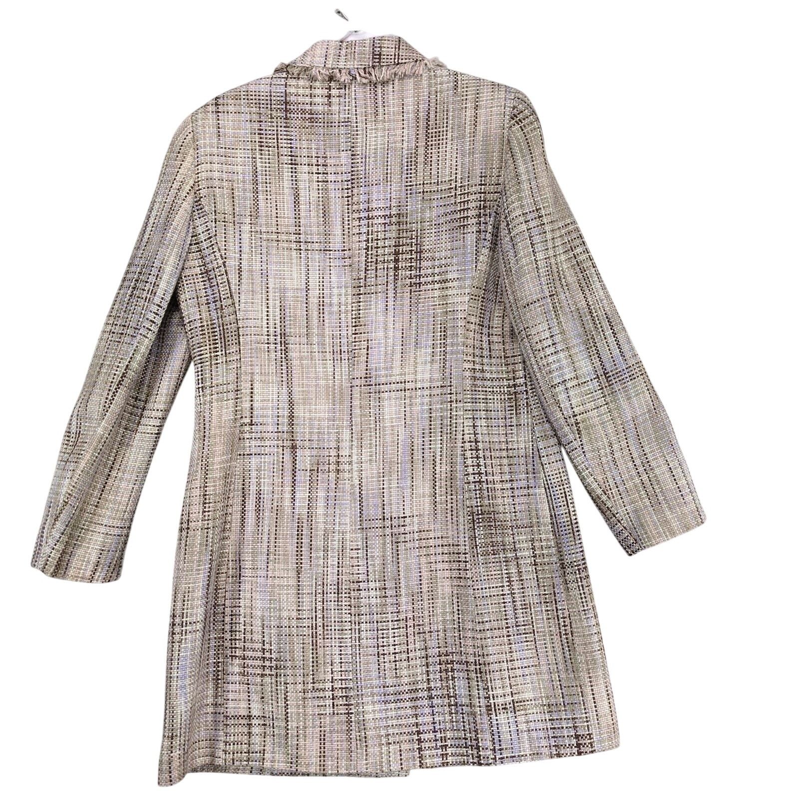 Vintage Vintage Le Suit Women's 8 Tweed Long Coat, Fringe Collar Size M / US 6-8 / IT 42-44 - 2 Thumbnail