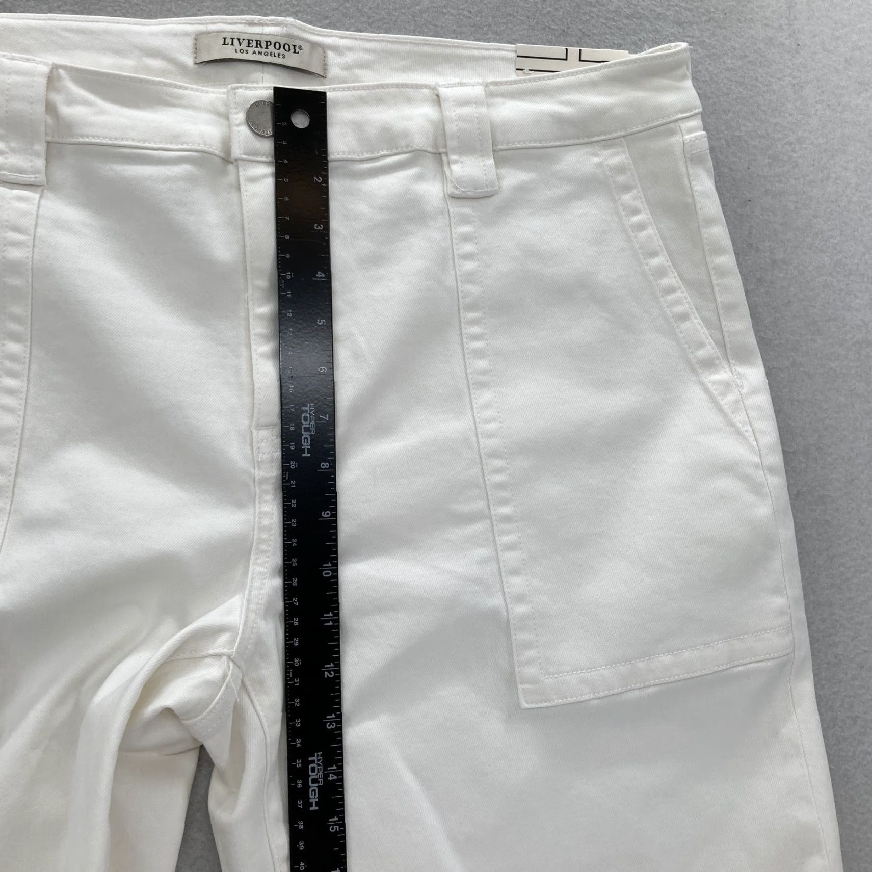 Vintage Liverpool Pants Womens 16W White Cropped Wide Leg High Rise Pockets Logo Buttons Zip Casual Travel Business Women Pants Size 38" / US 16 / IT 52 - 7 Thumbnail