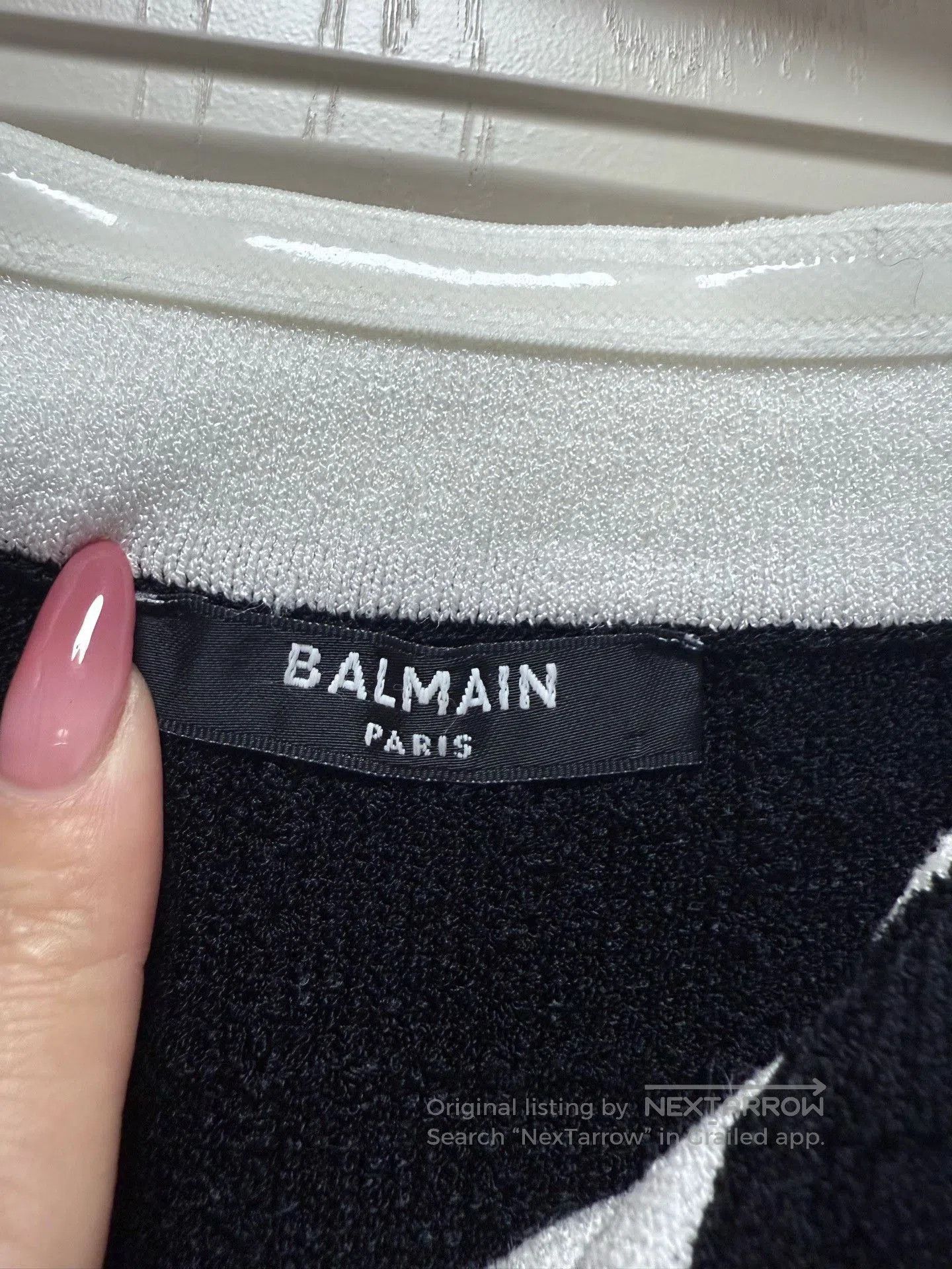 Balmain Balmain Black White Knit Off-Shoulder Dress. Size S / US 4 / IT 40 - 4 Thumbnail