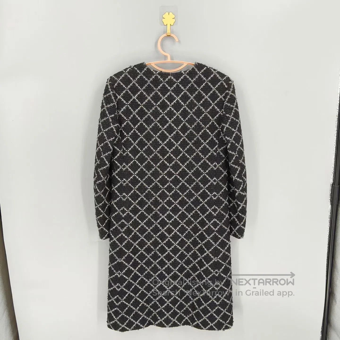 Chanel Chanel Black and White Diamond Check Tweed Long Coat| Size XS / US 0-2 / IT 36-38 - 2 Thumbnail