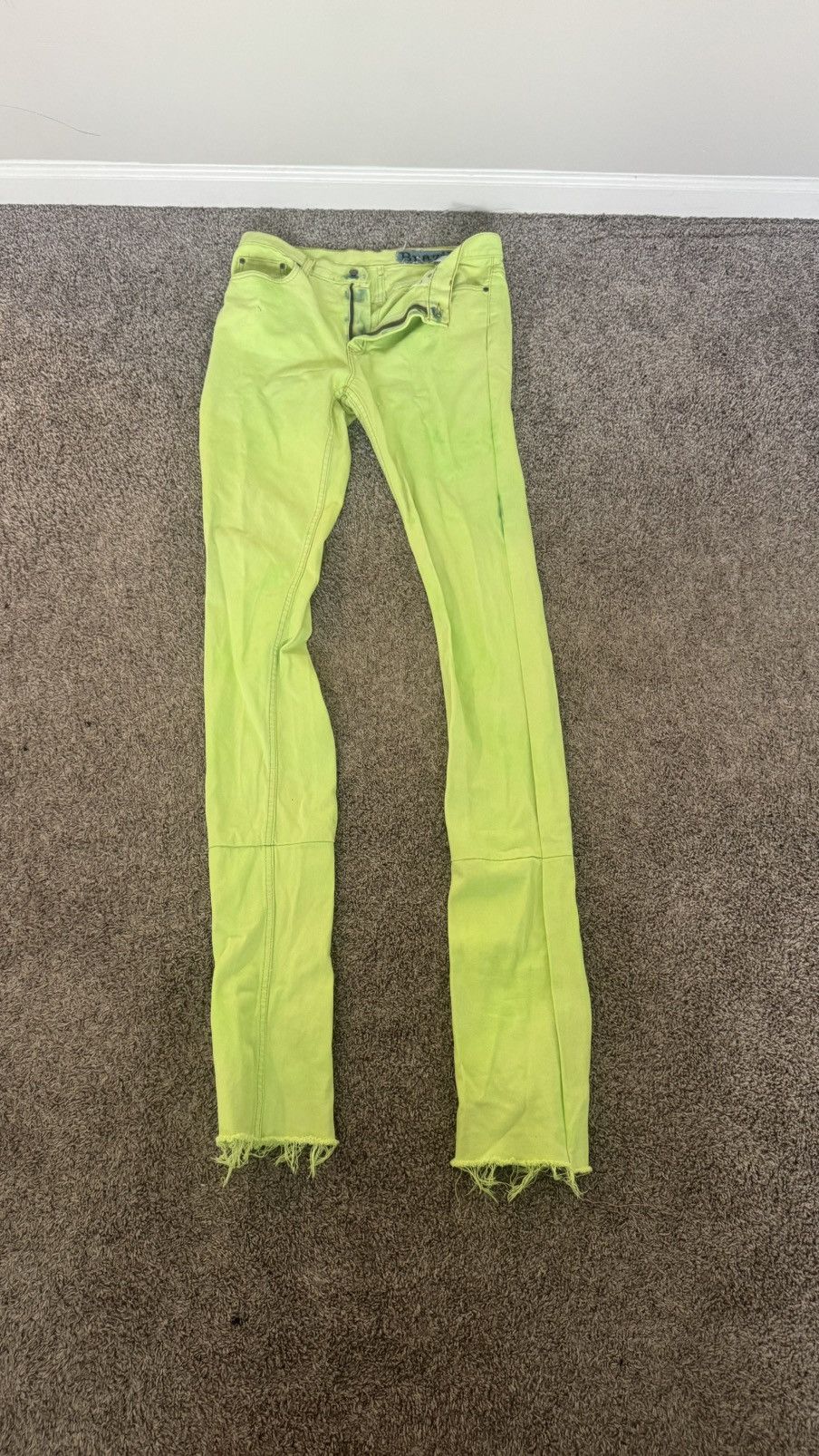 Japanese Brand Rare Brazil Stacked Neon Yellow Jeans Size US 34 / EU 50 - 5 Thumbnail