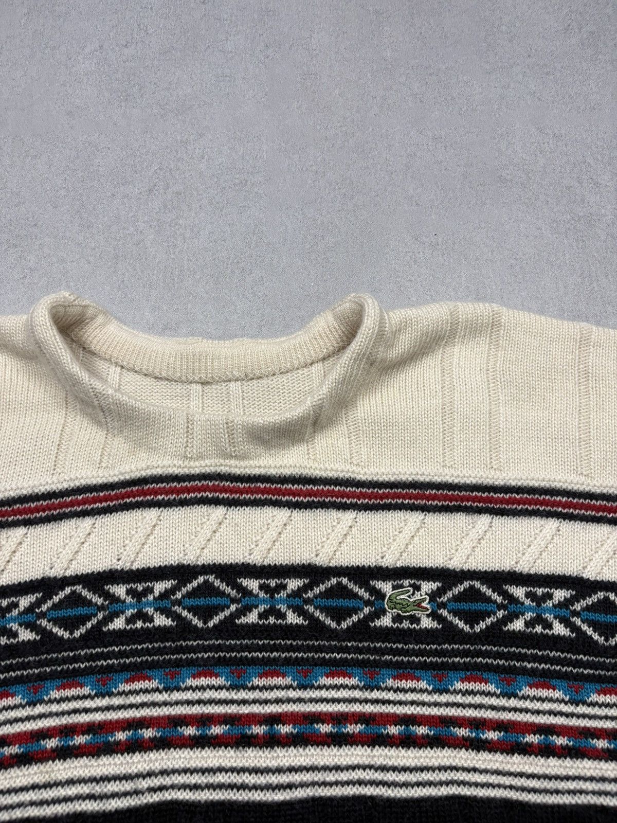 Lacoste Lacoste Vintage Wool Blend Nordic Knit Sweater Aztec Patern Size US XL / EU 56 / 4 - 6 Thumbnail