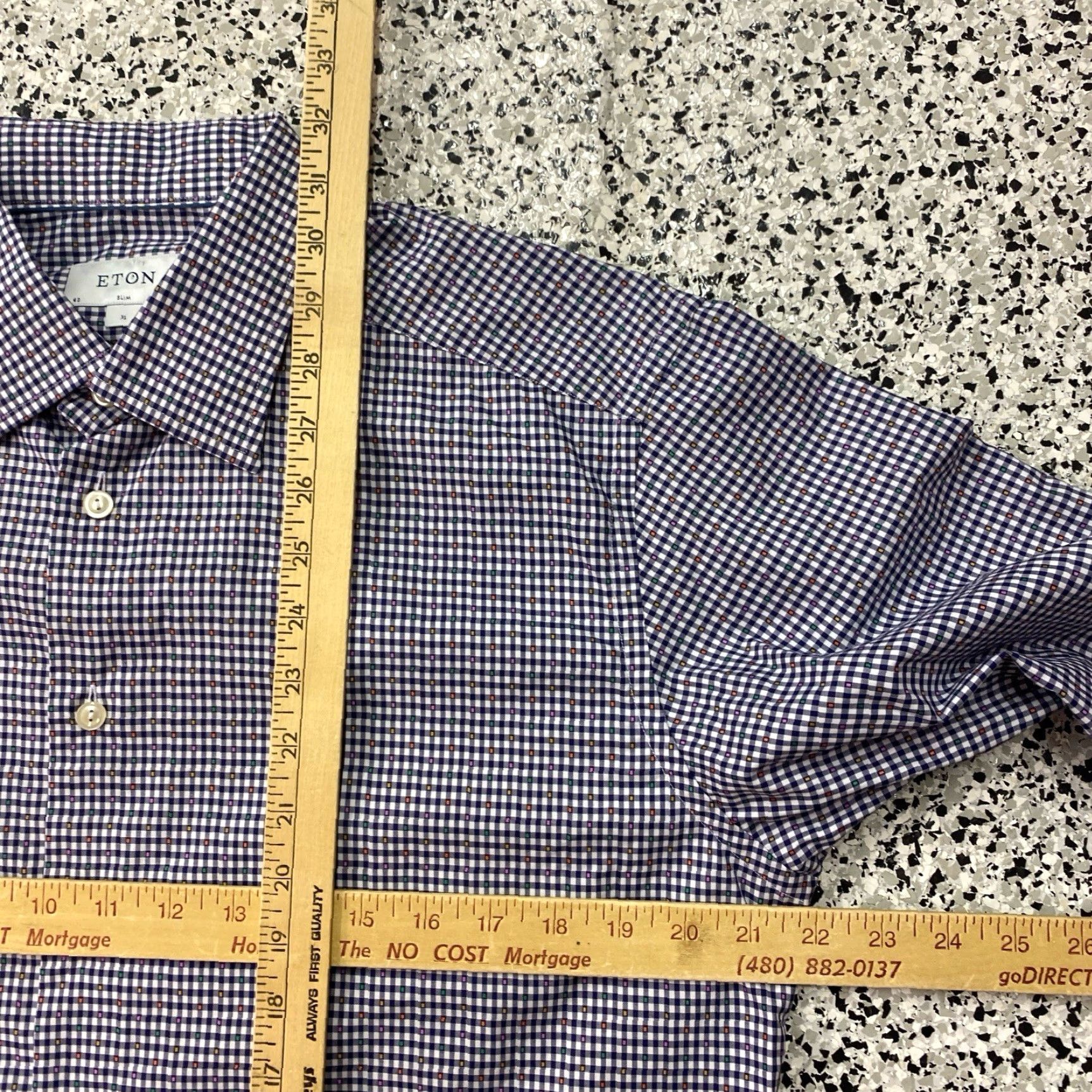 Eton Eton Slim Fit Long Sleeve Button-Down Shirt, Blue, XL, Men’s, Dress Shirt, Check, Casual, Business, Formal, 17 Neck, 43 17 Size US XL / EU 56 / 4 - 3 Thumbnail
