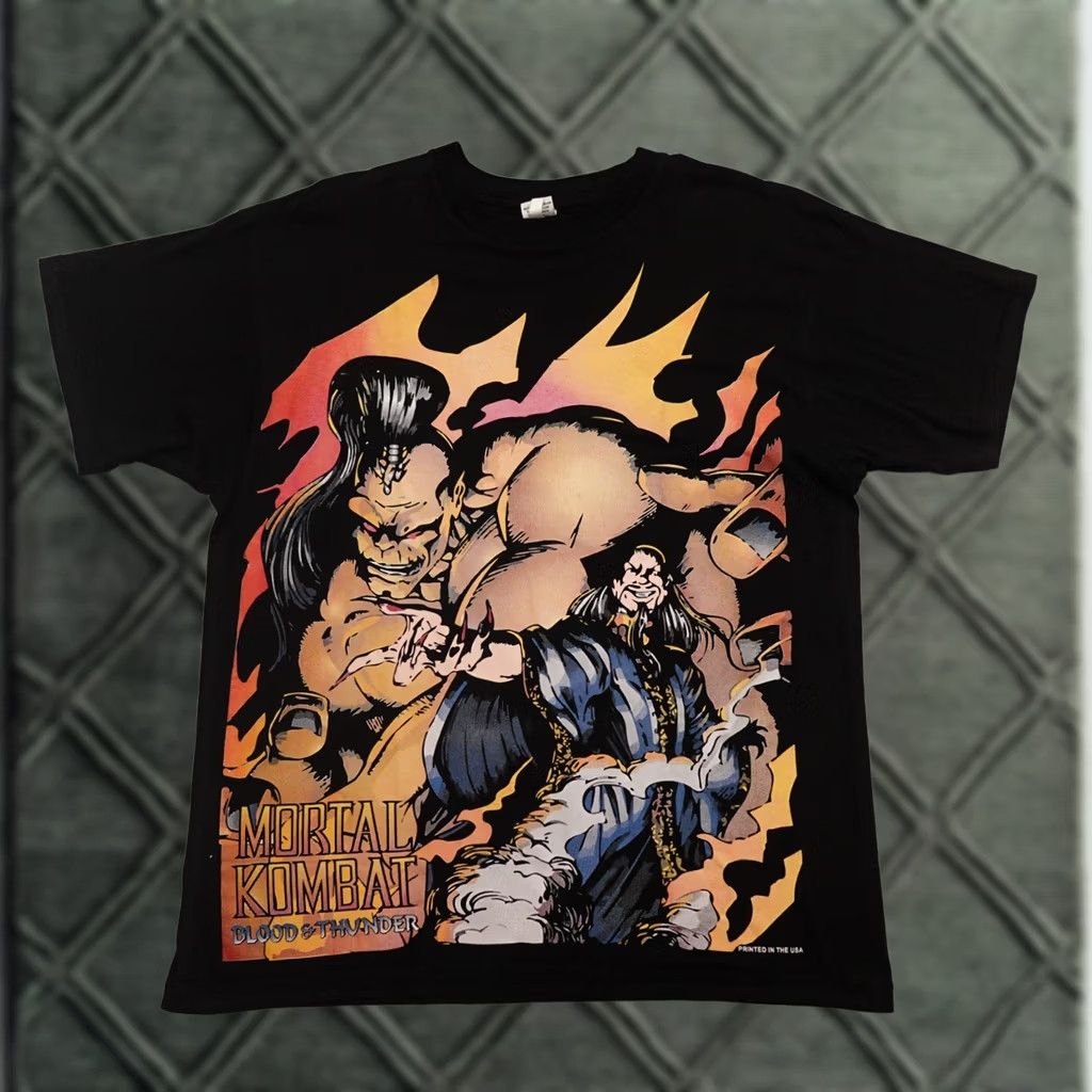 Vintage Mortal Kombat Blood & Thunder T-Shirt Adult XL Black Videogame MK Jumbo Print GORO TSANG MEN XL Size US XL / EU 56 / 4 - 1 Thumbnail