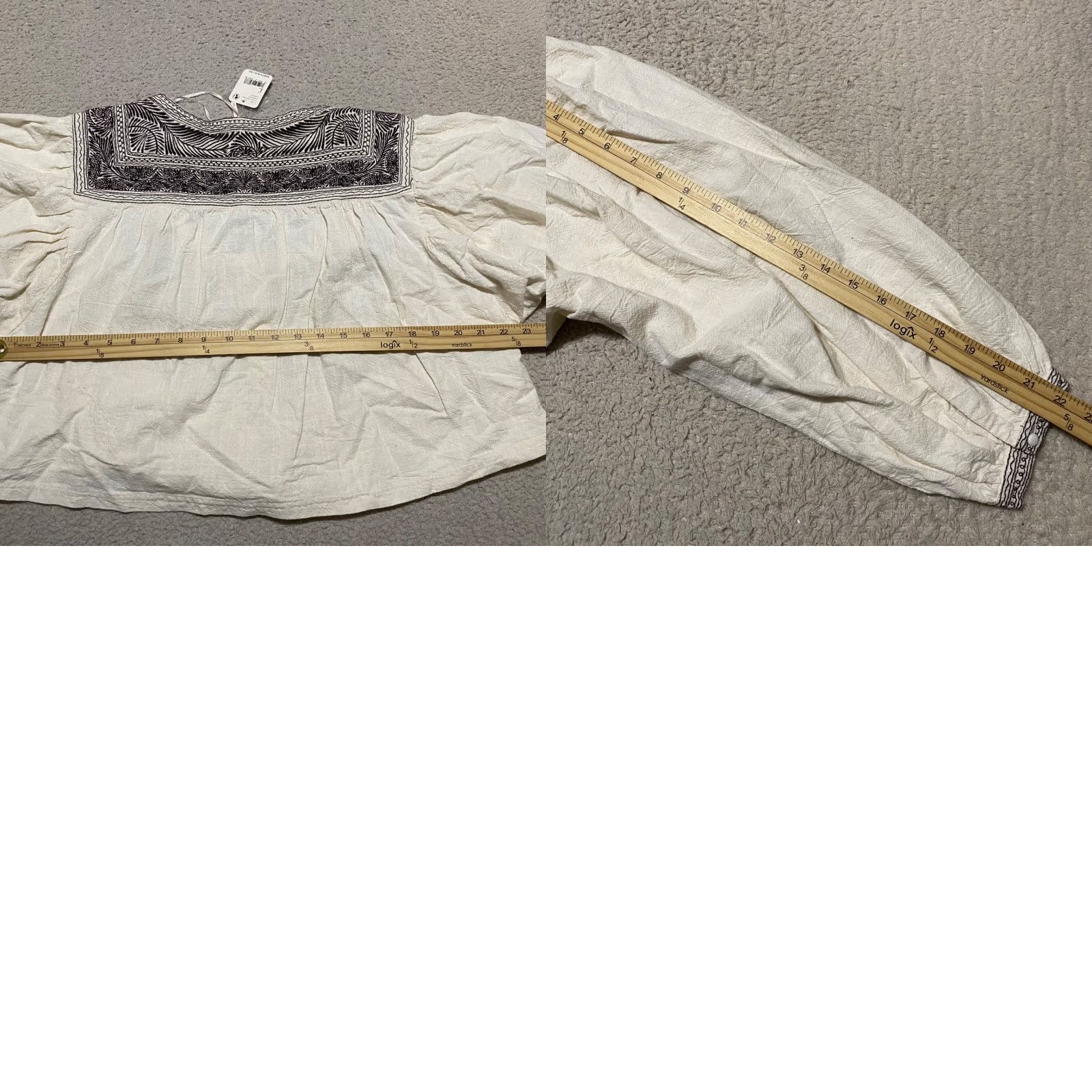 Free People NWT Free People Womens Top White Embroidered Crop Scoop Neck Boho 60s 100% Cotton Balloon Sleeve Cropped Casual Tops Womens L White Size L / US 10 / IT 46 - 8 Thumbnail
