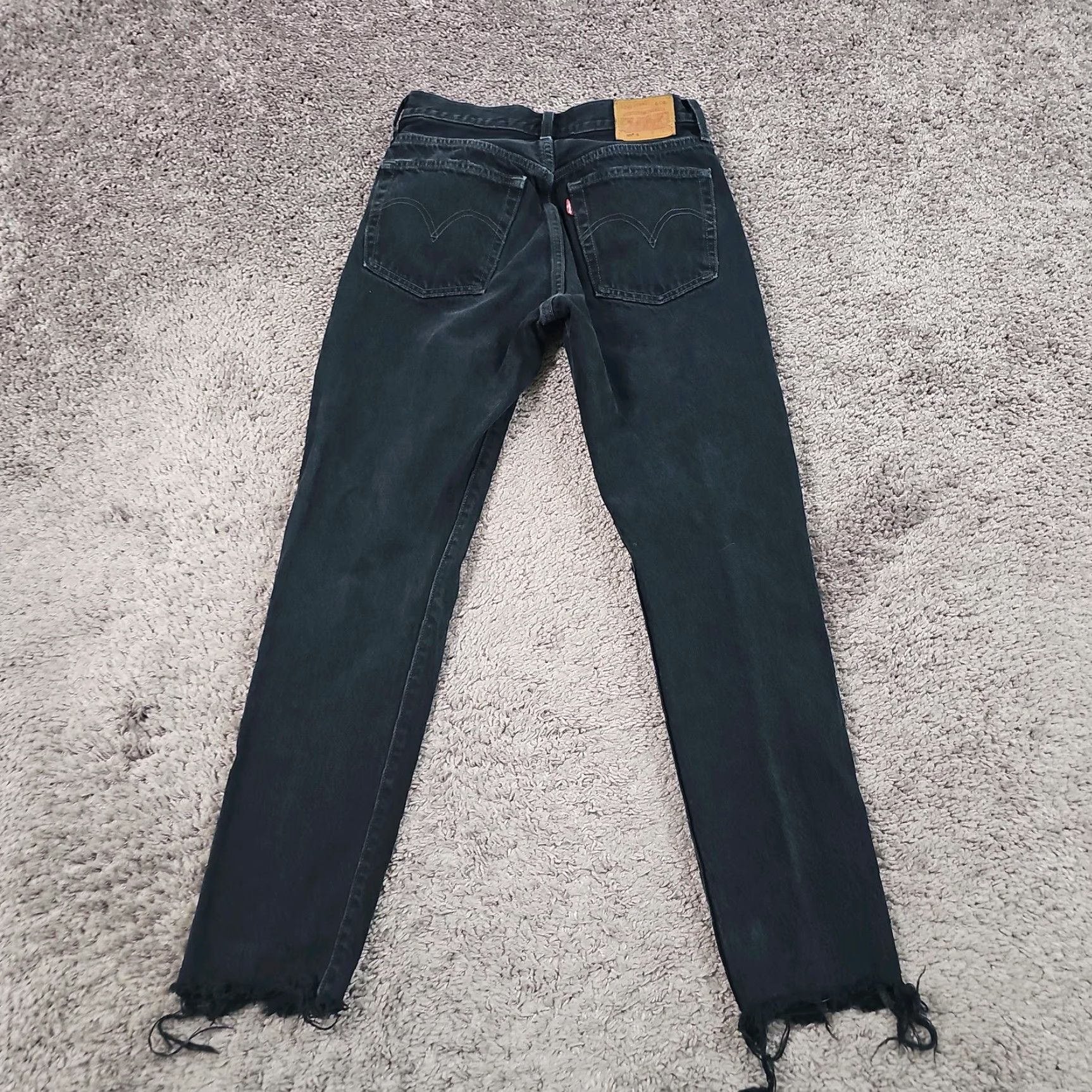 Levi's VINTAGE Levi's 501 Jeans Women Skinny Black Denim Mid Rise Distressed 24x27 Size 24" / US 00 / IT 34 - 6 Thumbnail