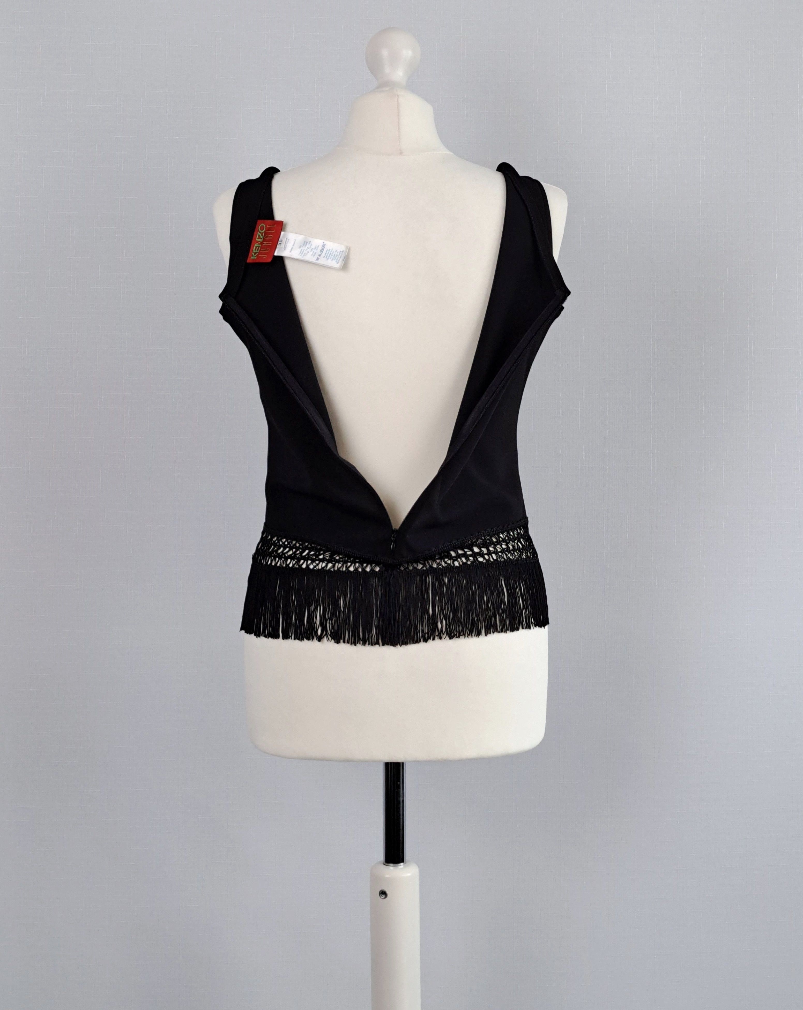 Kenzo × Vintage Kenzo Jungle sleeveless embroidered and fringed top. Size XS / US 0-2 / IT 36-38 - 5 Thumbnail