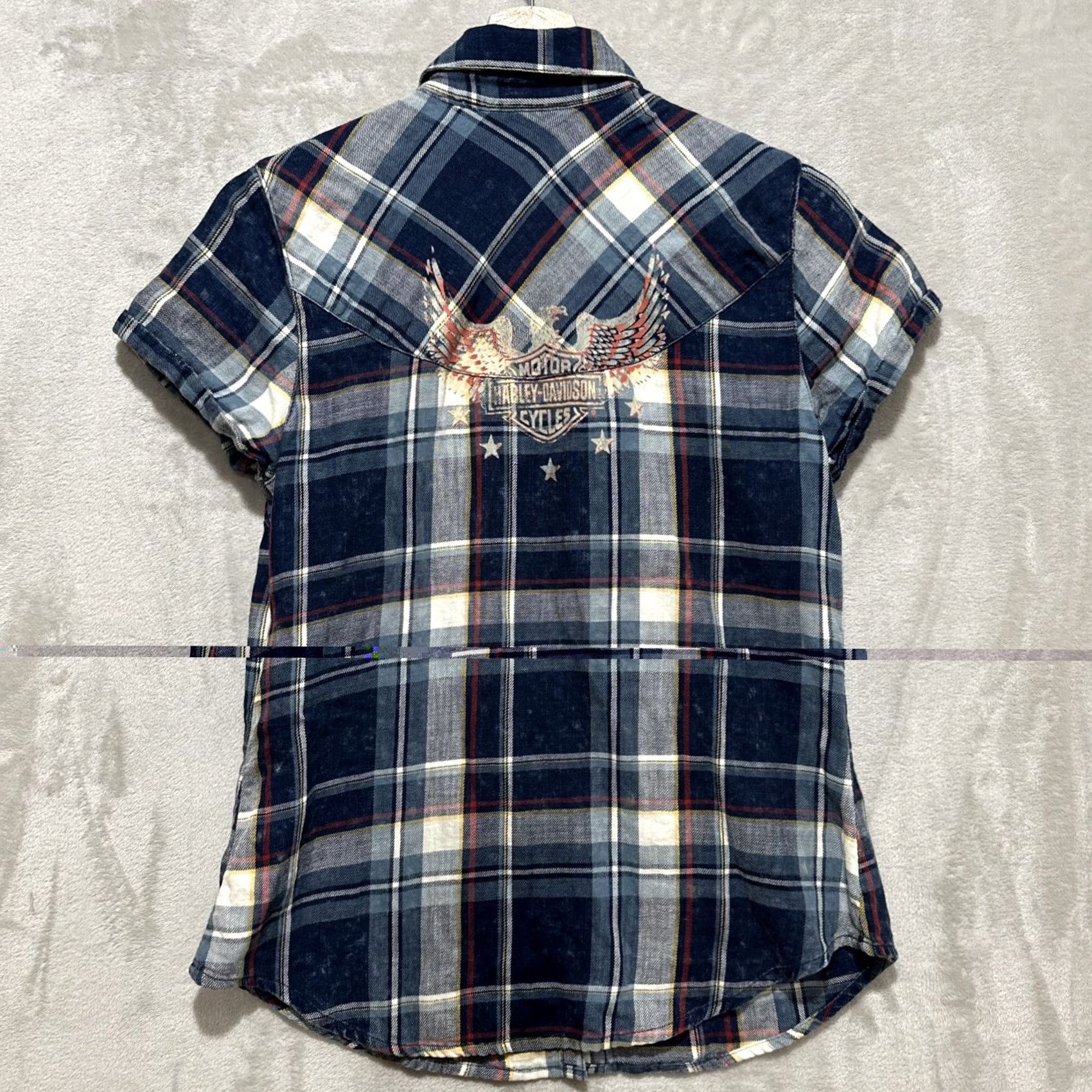 Harley Davidson Harley-Davidson Plaid Womens Size S Snap Button Down Shirt Short Sleeve Collared Size S / US 4 / IT 40 - 2 Thumbnail