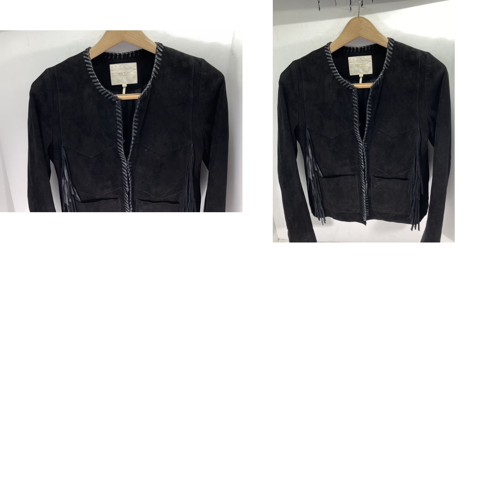 Maje VINTAGE Maje Lamb Leather Jacket Women Size 38 Black Fringe Western Rodeo Rockabilly Jacket Women Regular 38 Black Fringe Western Rodeo Rockabilly Size XS / US 0-2 / IT 36-38 - 10 Thumbnail