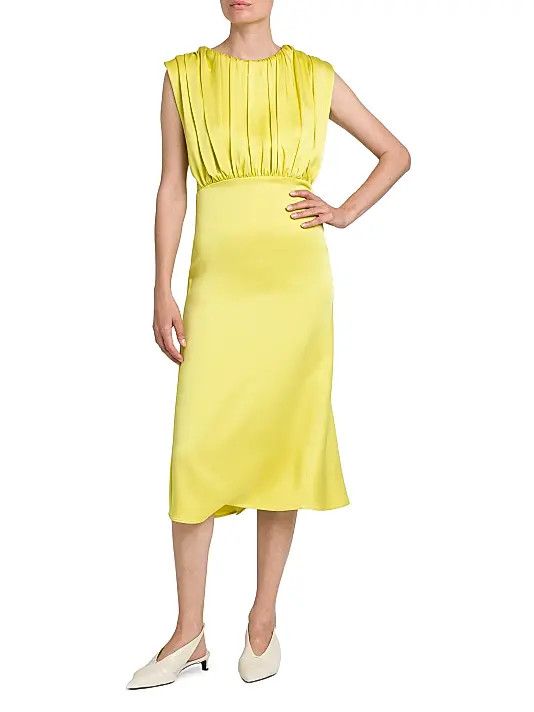 Jil Sander o1y0925 Sleeveless Midi Dress in Lime Green Size M / US 6-8 / IT 42-44 - 2 Thumbnail