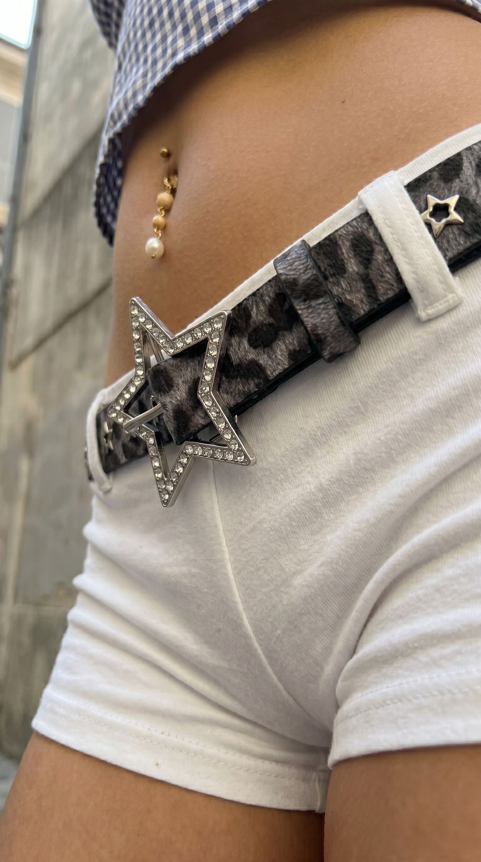 Other Black Leopard Rhinestone Star Y2K Belt Size ONE SIZE - 3 Thumbnail