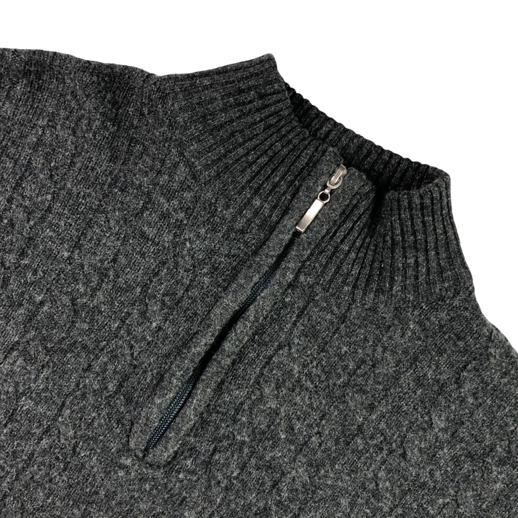 Vintage Carraig Donn Men's 100% Wool Cable-Knit 1/4 Zip Sweater Gray XL Size US XL / EU 56 / 4 - 2 Thumbnail