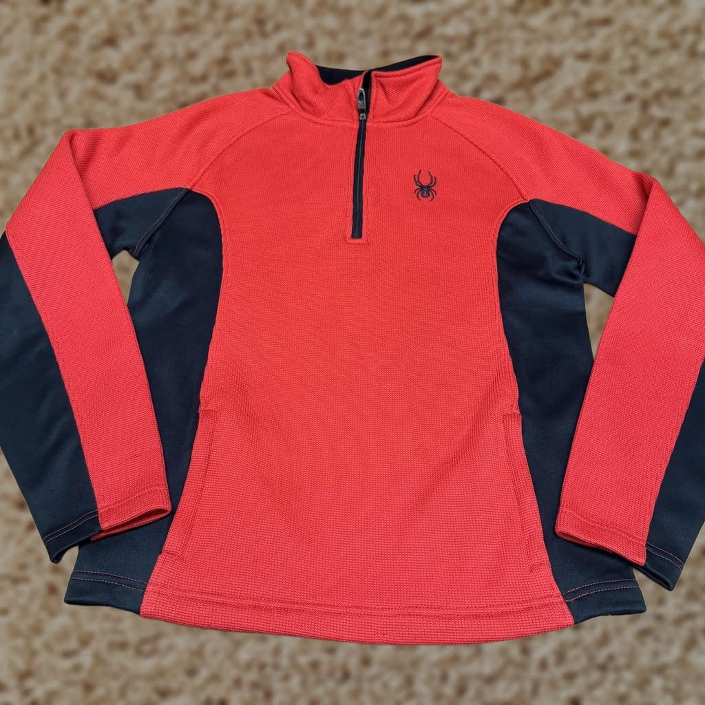 Spyder Spyder Pullover Mens Small Red Black 1/4 Zip Fleece Ski Colorblock Base Layer Size US S / EU 44-46 / 1 - 1 Thumbnail